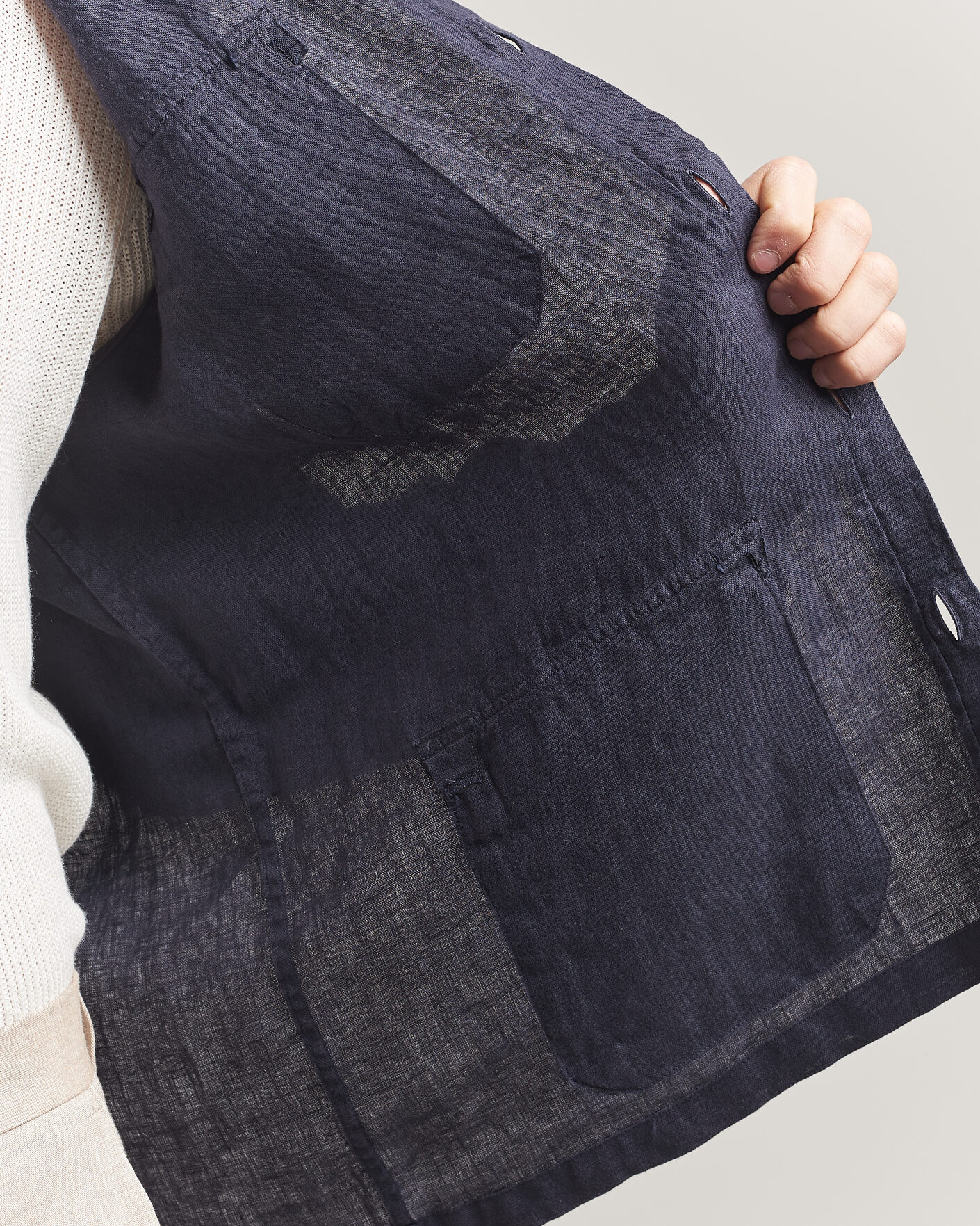 Heren | Jassen | Herno | Linen Safari Jacket Navy