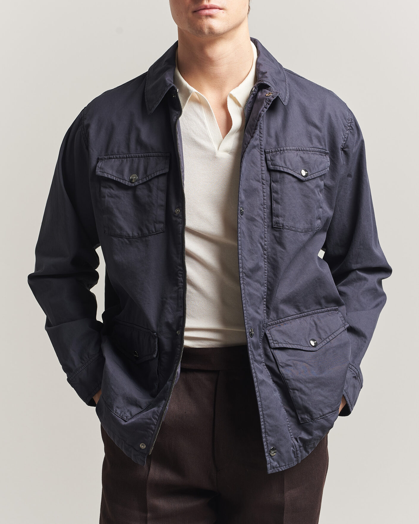 Heren | Jassen | Herno | Washed Cotton Field Jacket Navy