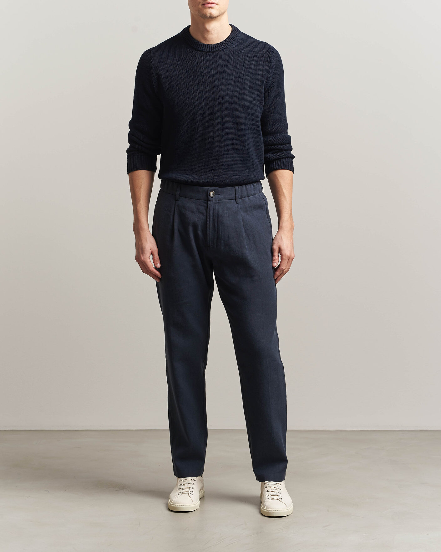 Heren | Broeken | Herno | Cotton/Linen Drawstring Pants Navy