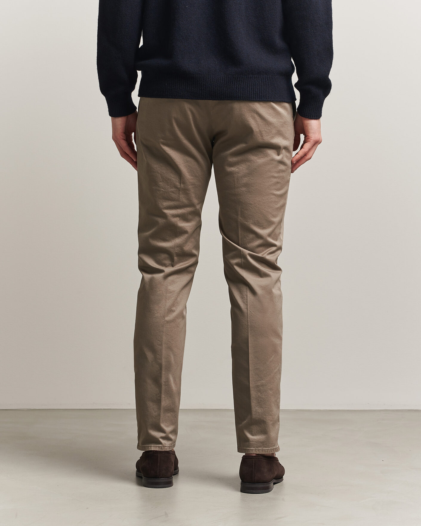 Heren | Broeken | Incotex | Slim Fit Garment Dyed Slacks Taupe