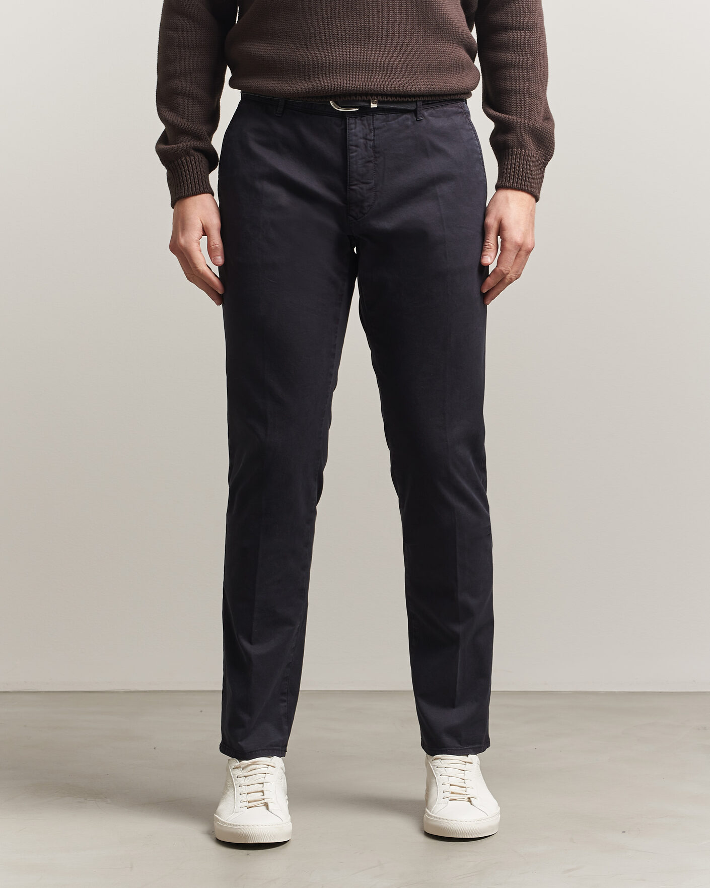 Heren | Broeken | Incotex | Slim Fit Garment Dyed Slacks Navy