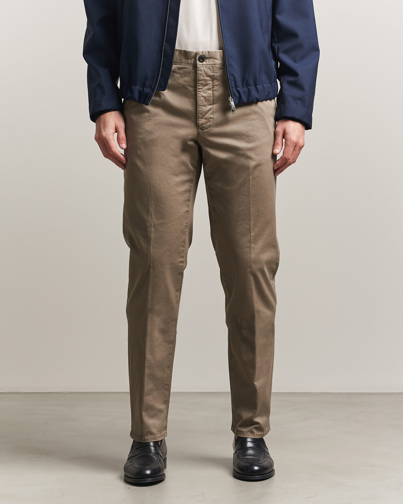 Heren | Broeken | Incotex | Regular Fit Garment Dyed Slacks Brown