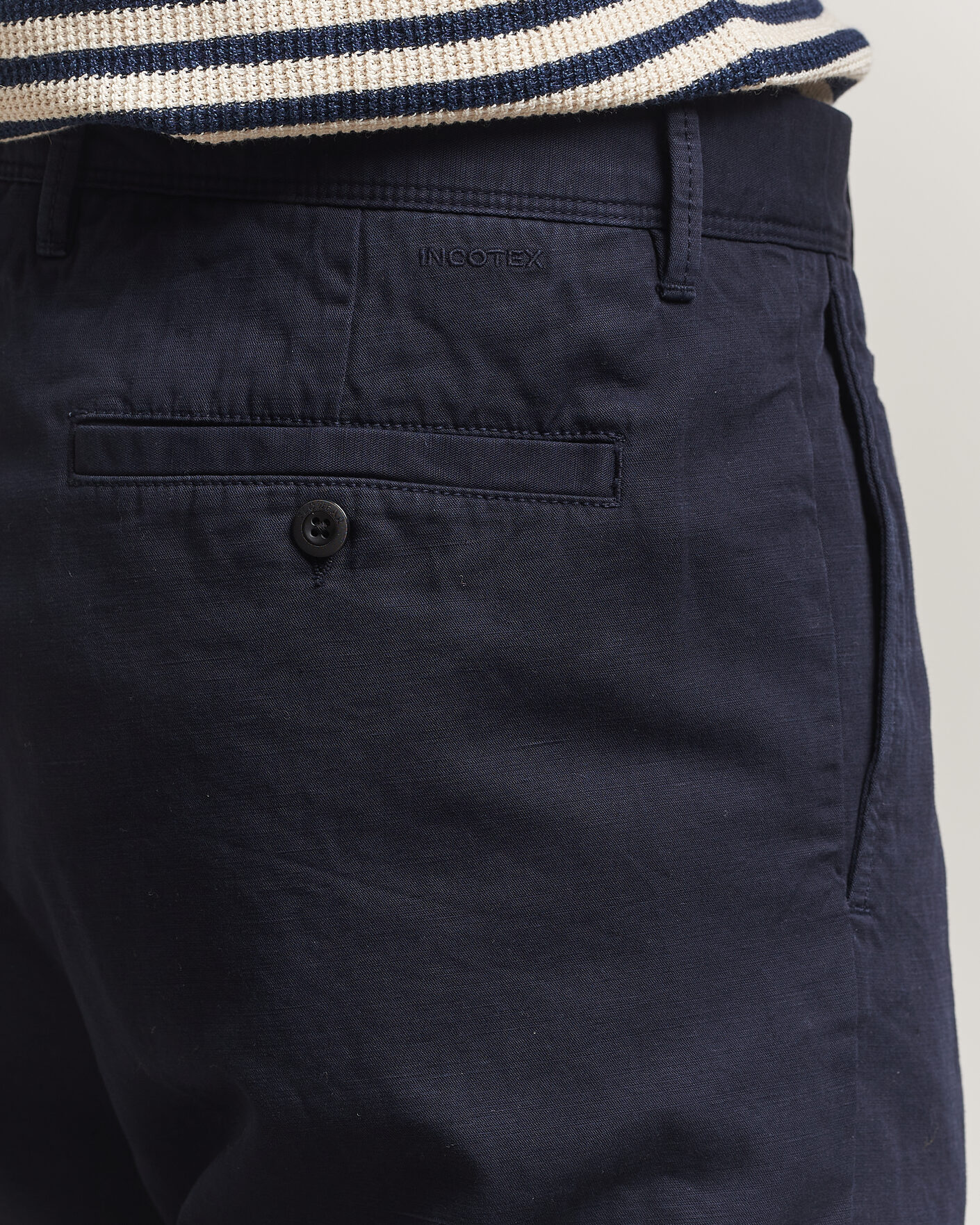 Heren | Broeken | Incotex | Regular Fit Cotton/Linen Slacks Navy