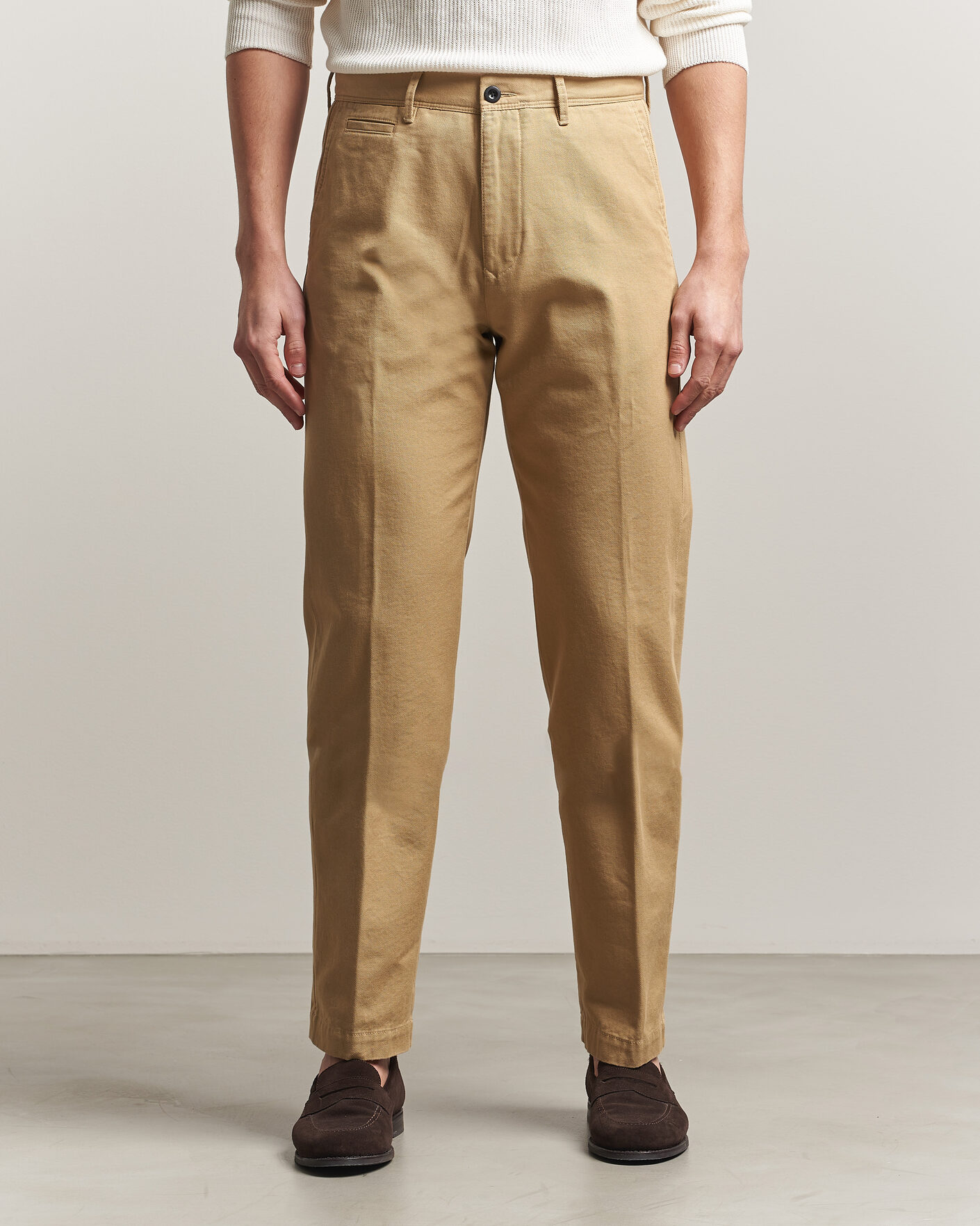 Heren | Broeken | Incotex | Regular Fit Uniform Cotton Slacks Khaki
