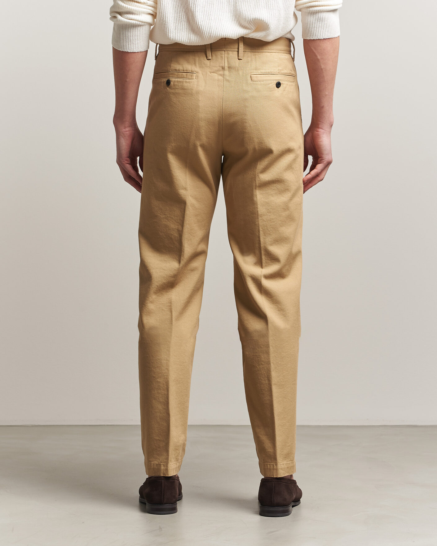 Heren | Broeken | Incotex | Regular Fit Uniform Cotton Slacks Khaki