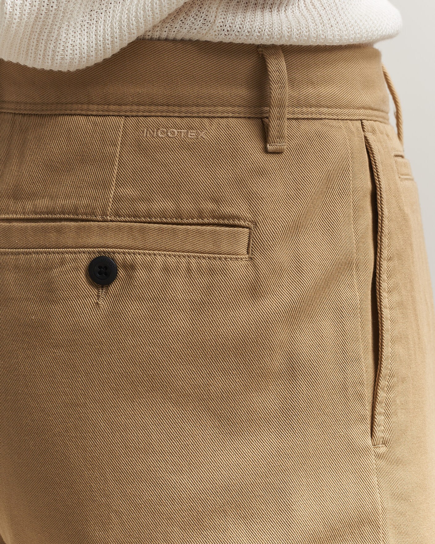 Heren | Broeken | Incotex | Regular Fit Uniform Cotton Slacks Khaki