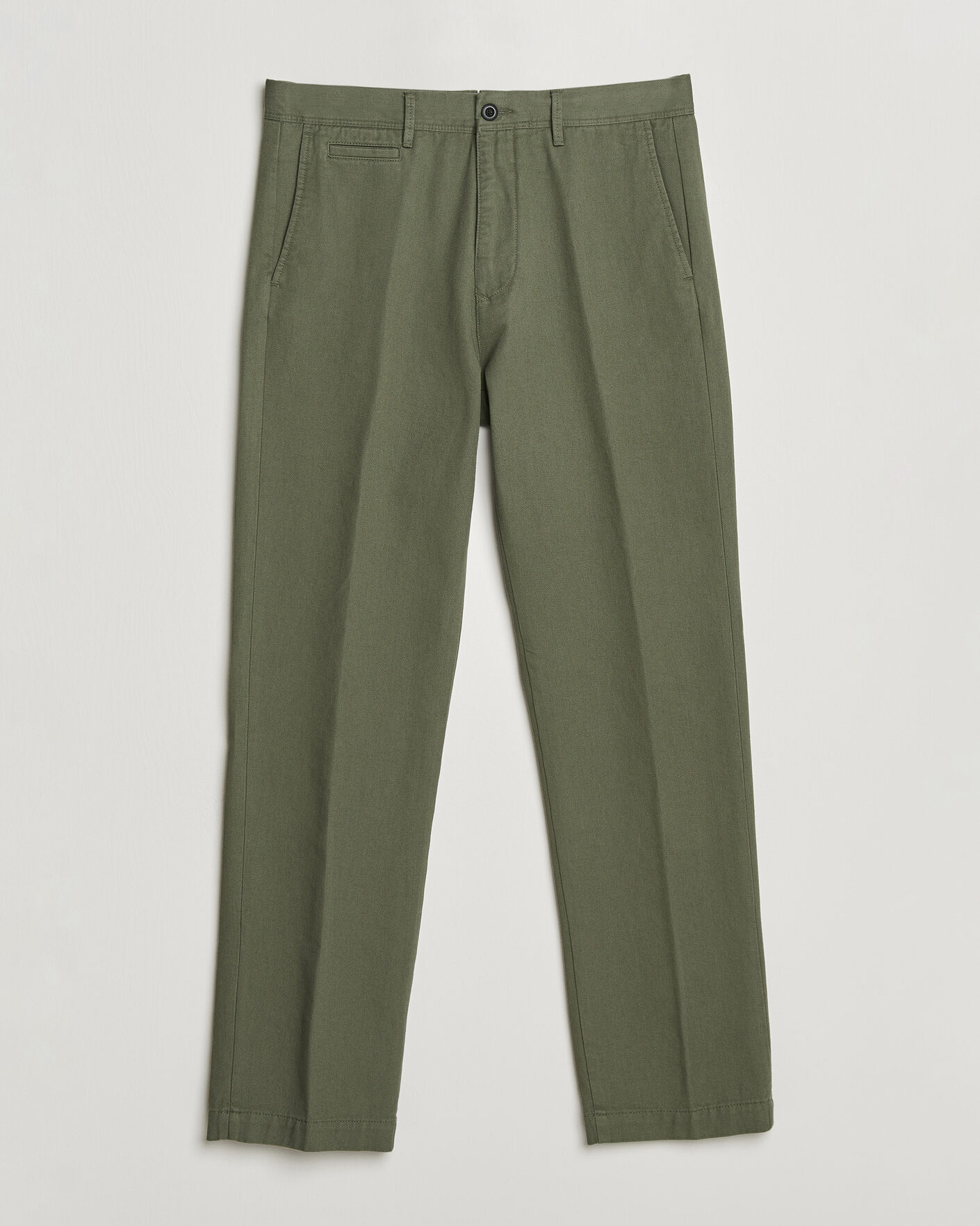 Heren | Broeken | Incotex | Regular Fit Uniform Cotton Slacks Military