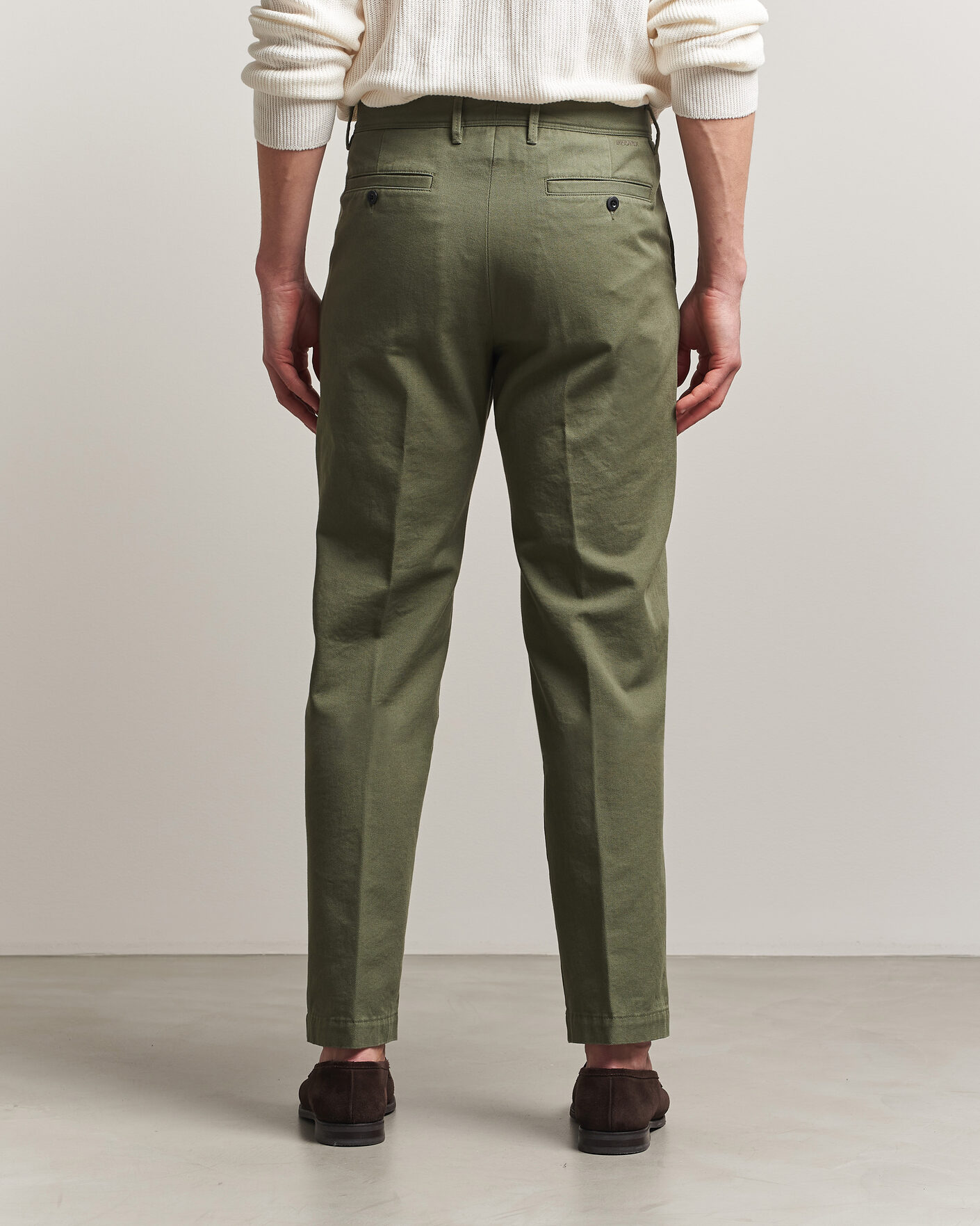 Heren | Broeken | Incotex | Regular Fit Uniform Cotton Slacks Military