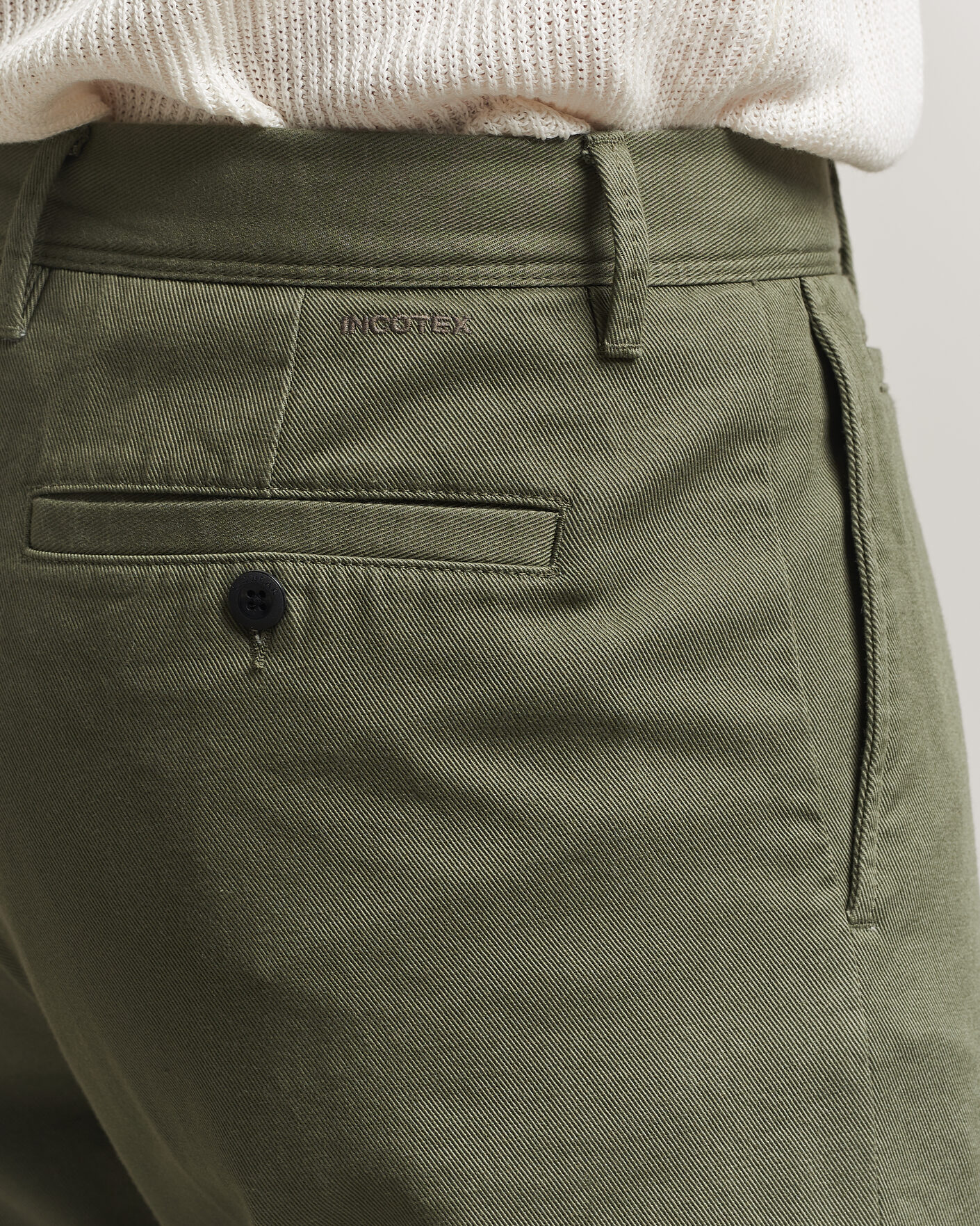 Heren | Broeken | Incotex | Regular Fit Uniform Cotton Slacks Military