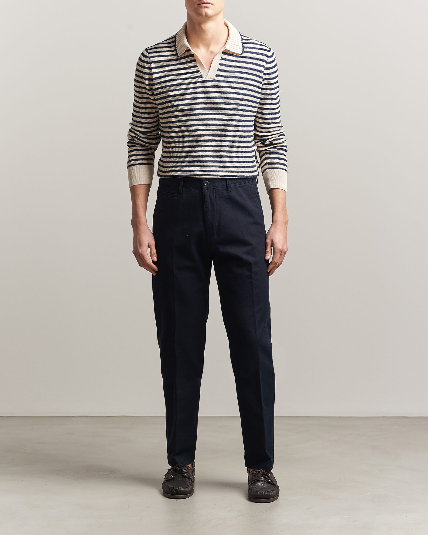 Heren | Broeken | Incotex | Regular Fit Uniform Cotton Slacks Navy