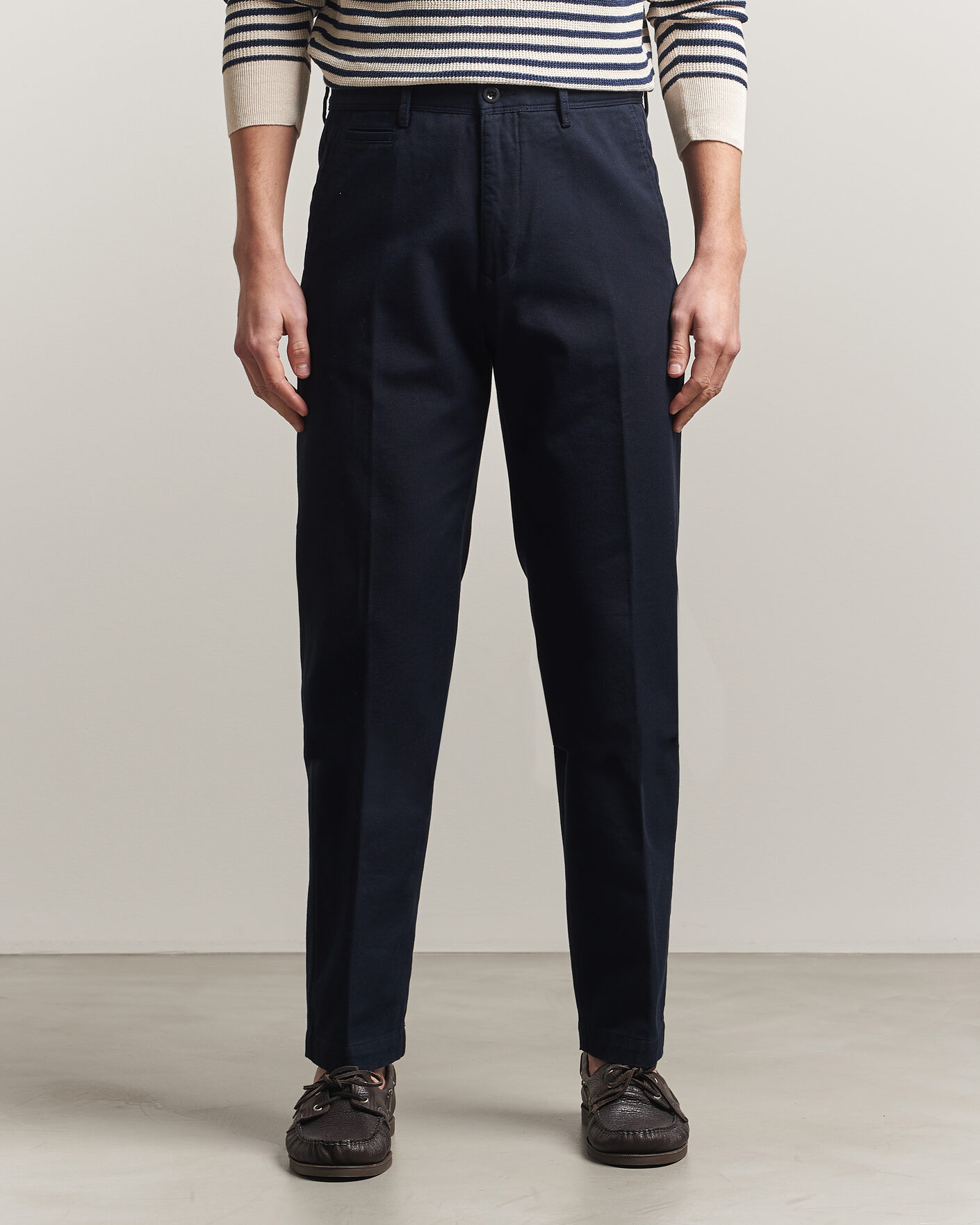Heren | Broeken | Incotex | Regular Fit Uniform Cotton Slacks Navy