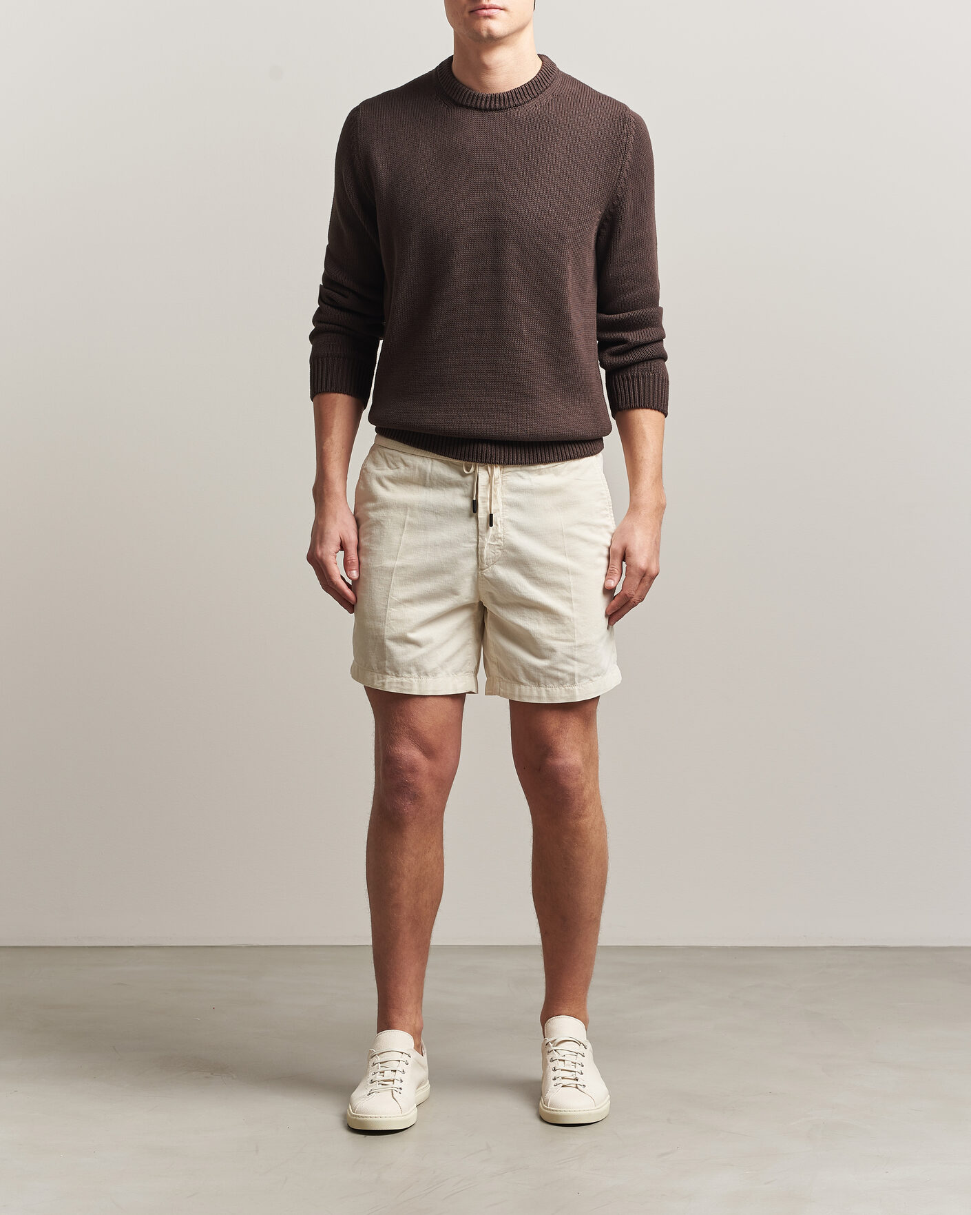 Heren | Korte broek | Incotex | Baby Corduroy Drawstring Shorts Off White