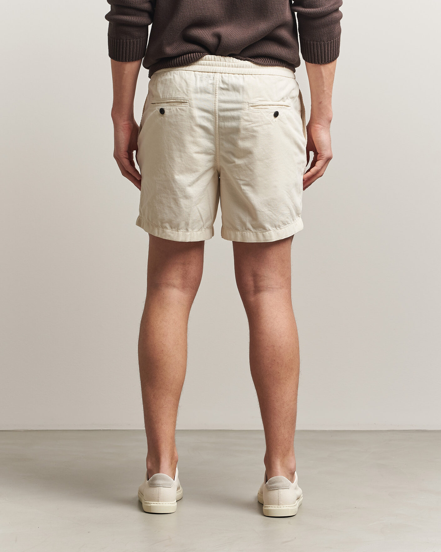 Heren | Korte broek | Incotex | Baby Corduroy Drawstring Shorts Off White