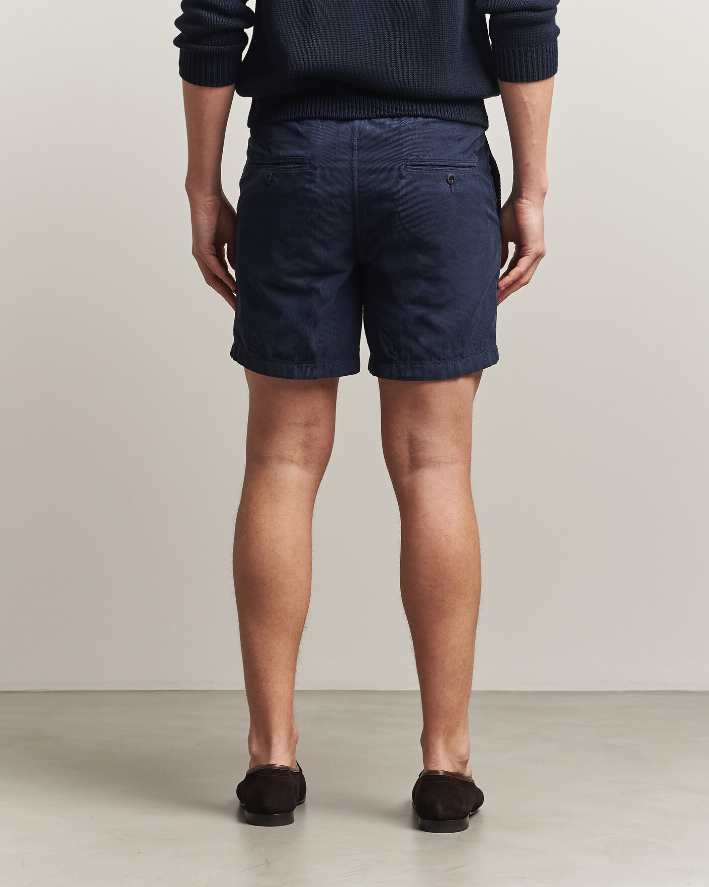 Heren | Korte broek | Incotex | Baby Corduroy Drawstring Shorts Navy