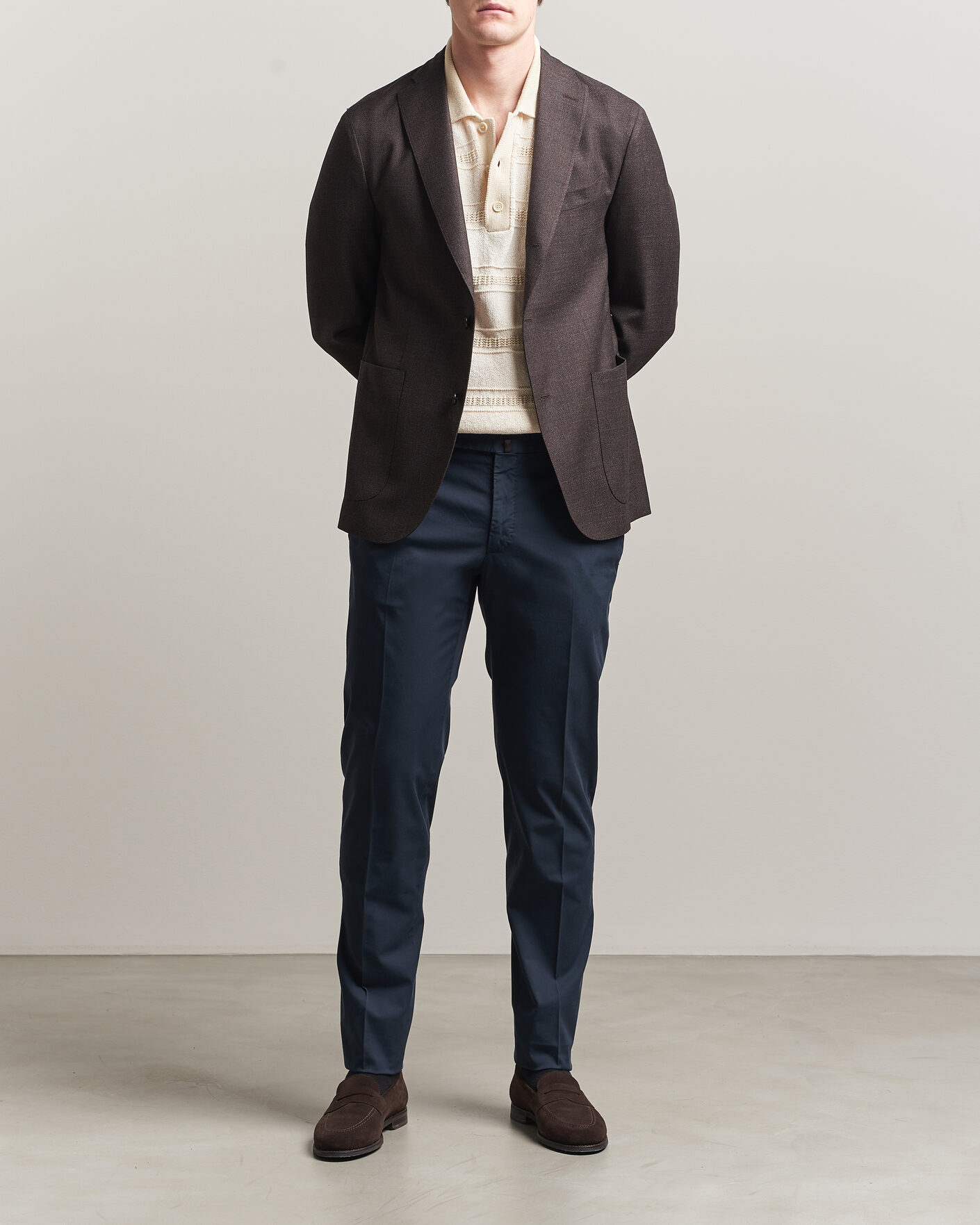Heren | Broeken | Incotex | Slim Fit Comfort Chinos Navy