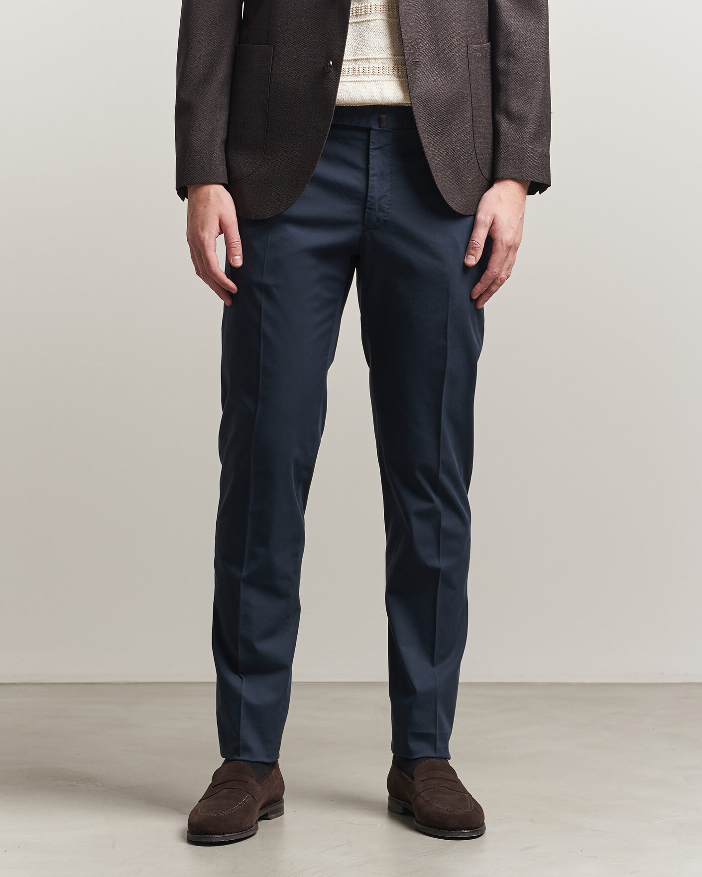 Heren | Broeken | Incotex | Slim Fit Comfort Chinos Navy