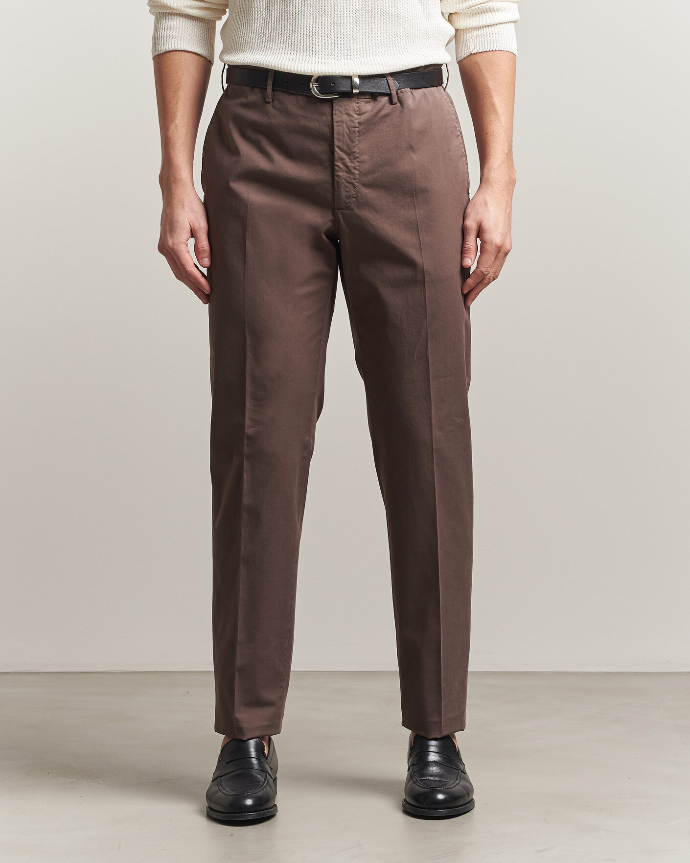 Heren | Broeken | Incotex | Regular Fit Comfort Chinos Dark Brown