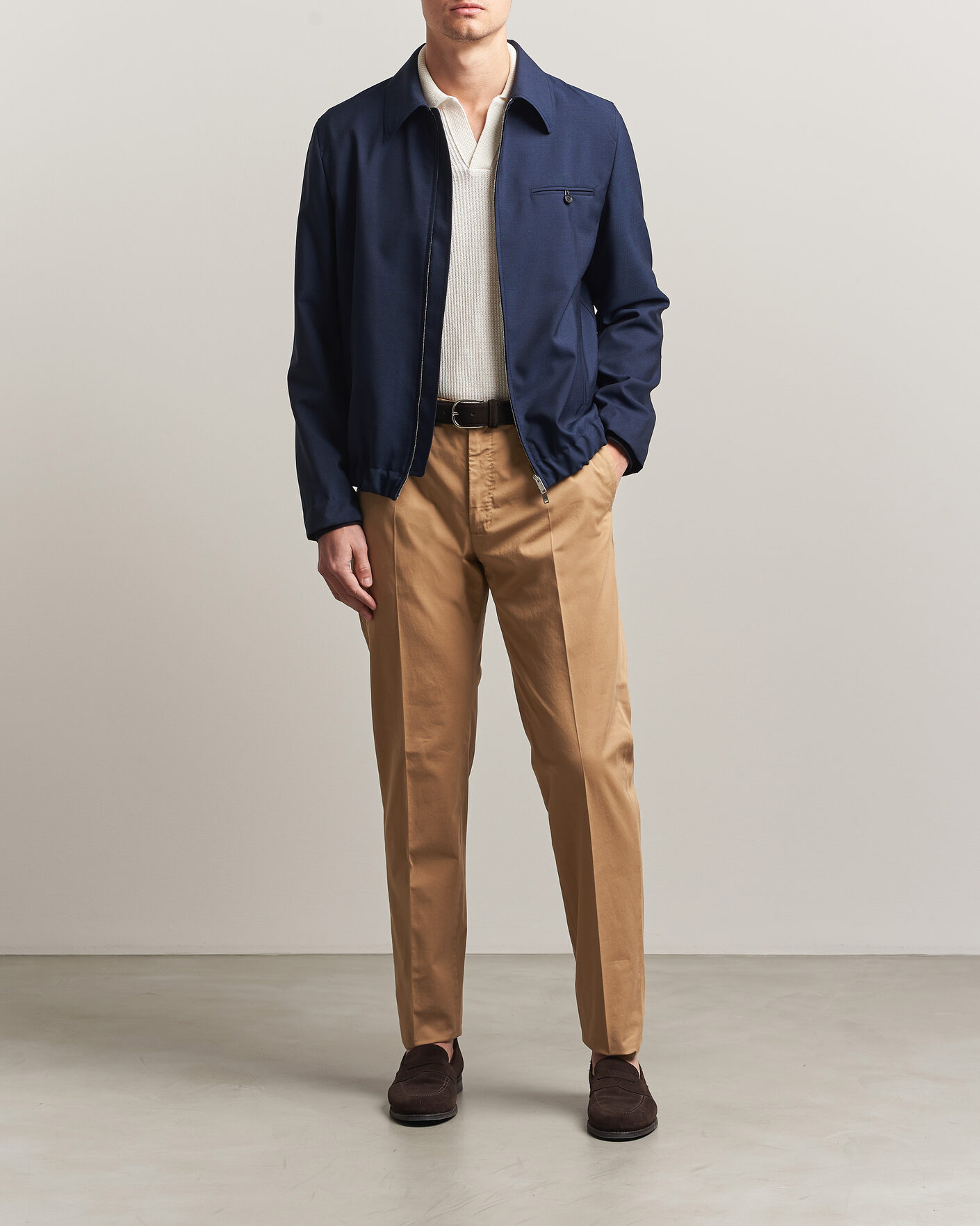 Heren | Broeken | Incotex | Regular Fit Comfort Chinos Khaki