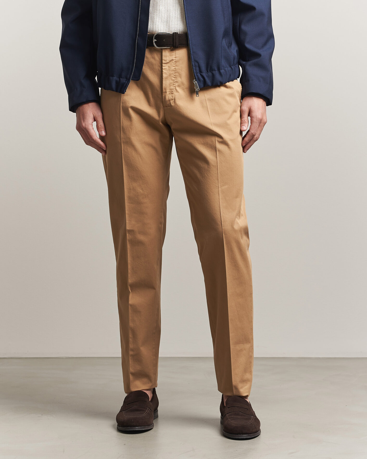 Heren | Broeken | Incotex | Regular Fit Comfort Chinos Khaki