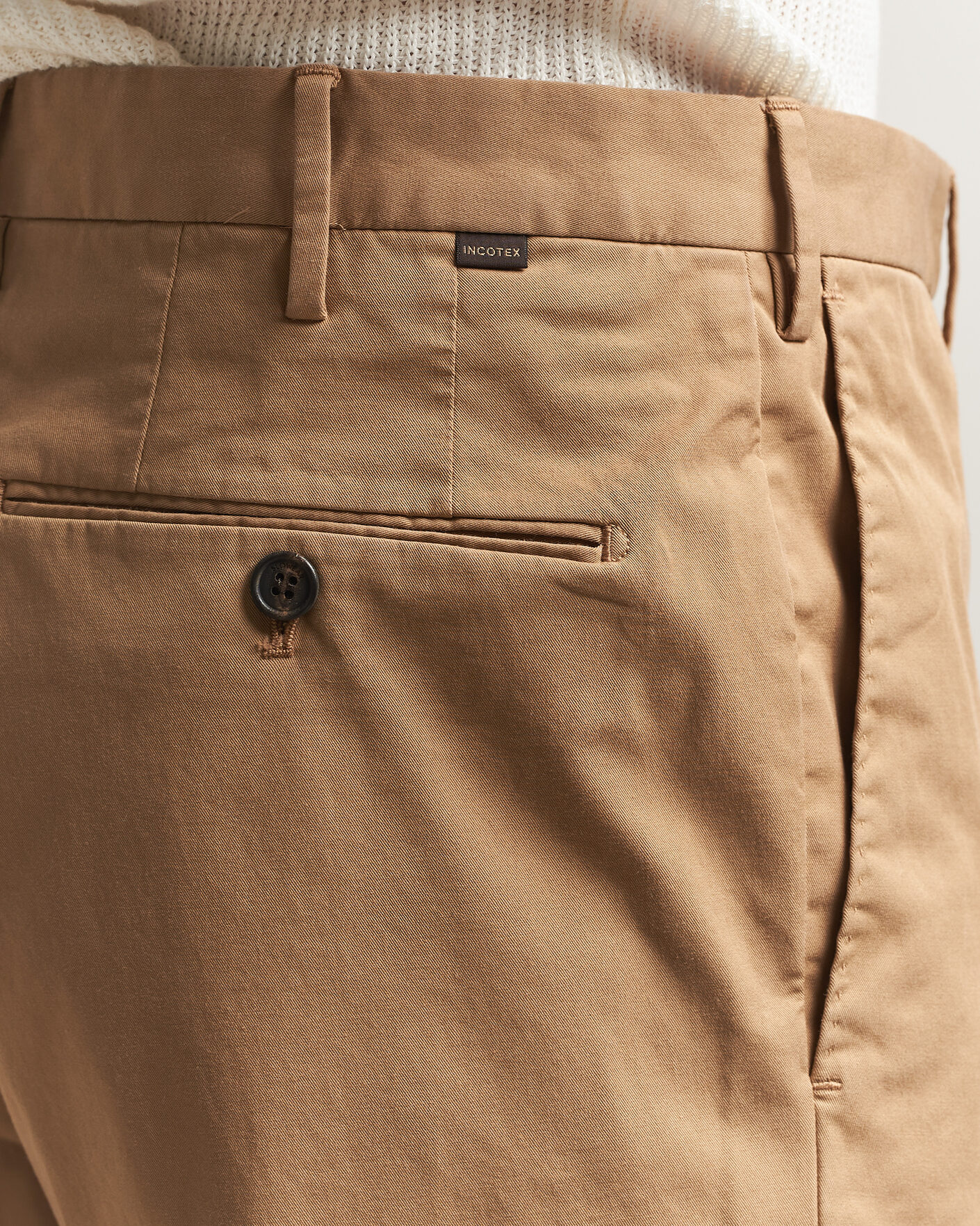 Heren | Broeken | Incotex | Regular Fit Comfort Chinos Khaki