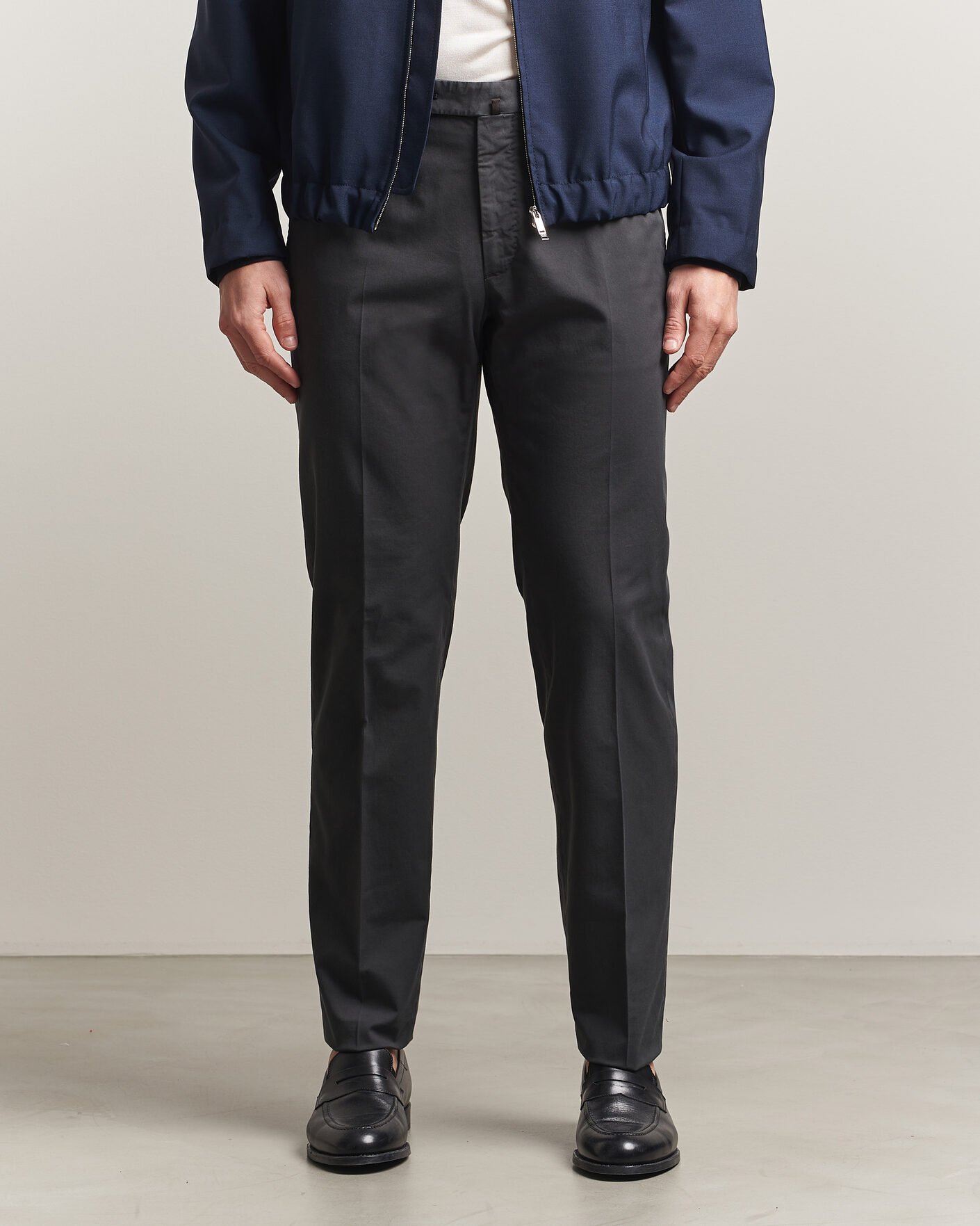 Heren | Broeken | Incotex | Regular Fit Comfort Chinos Dark Grey