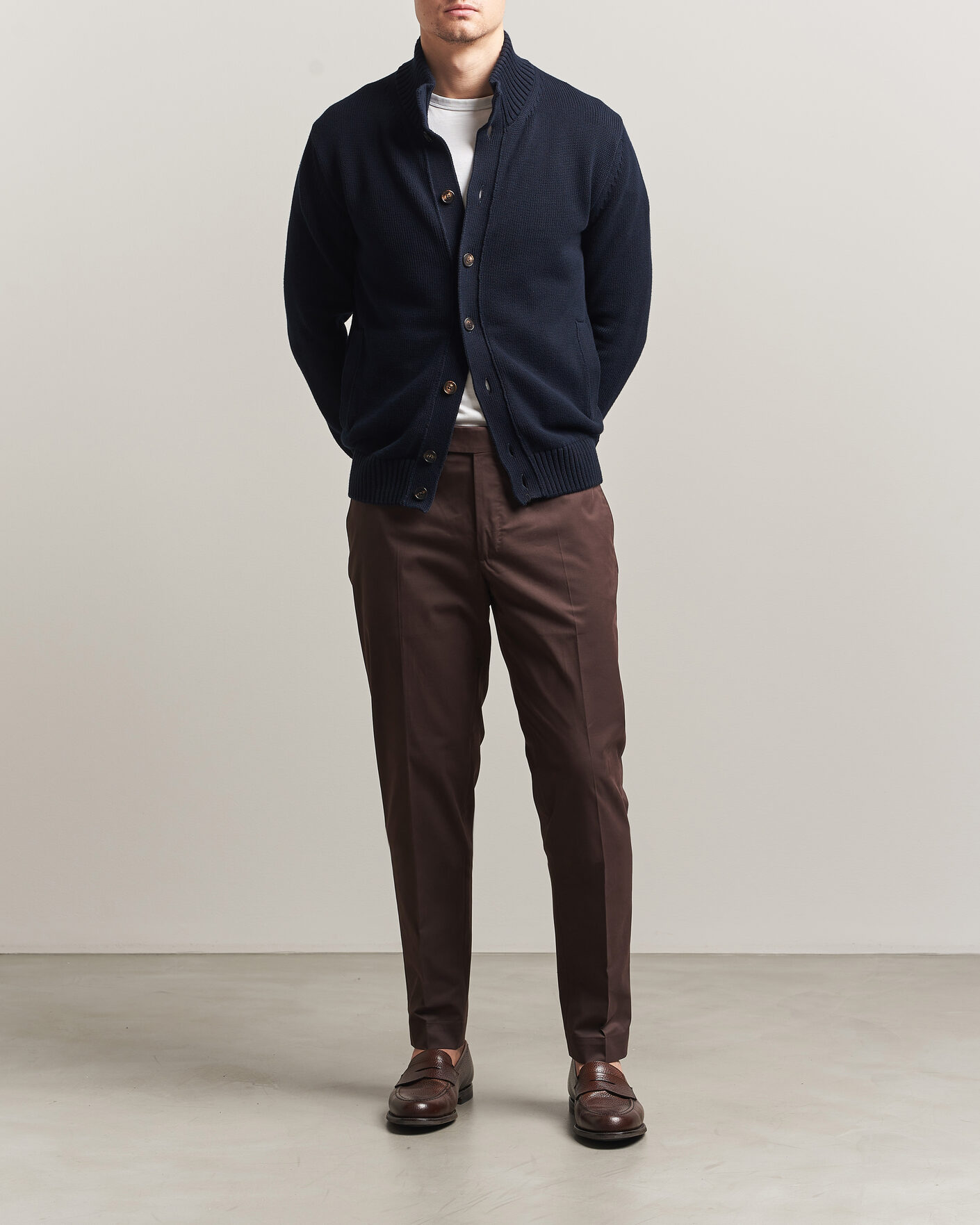 Heren | Broeken | Incotex | Regular Fit Flexgab Cotton Chinos Dark Brown