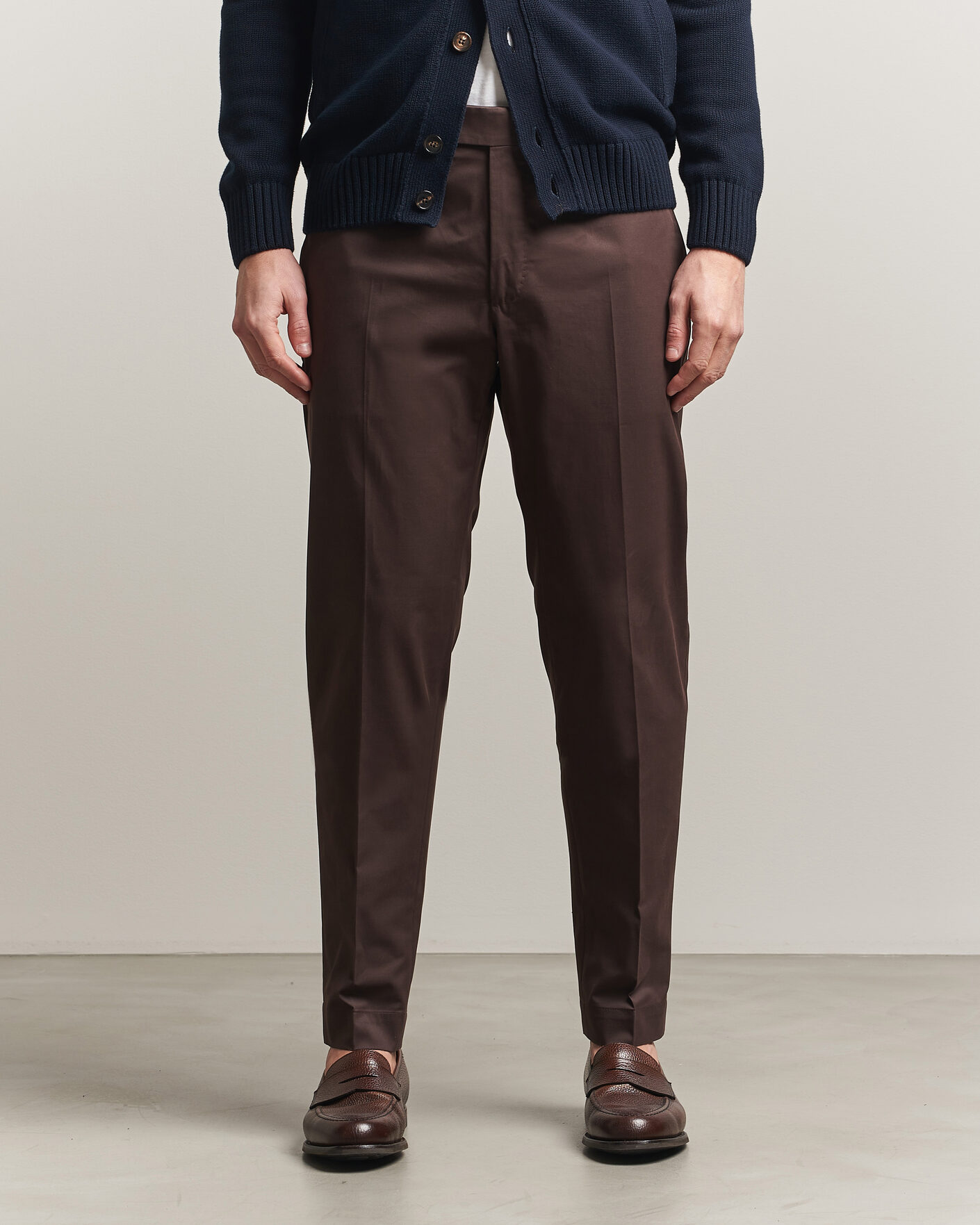 Heren | Broeken | Incotex | Regular Fit Flexgab Cotton Chinos Dark Brown