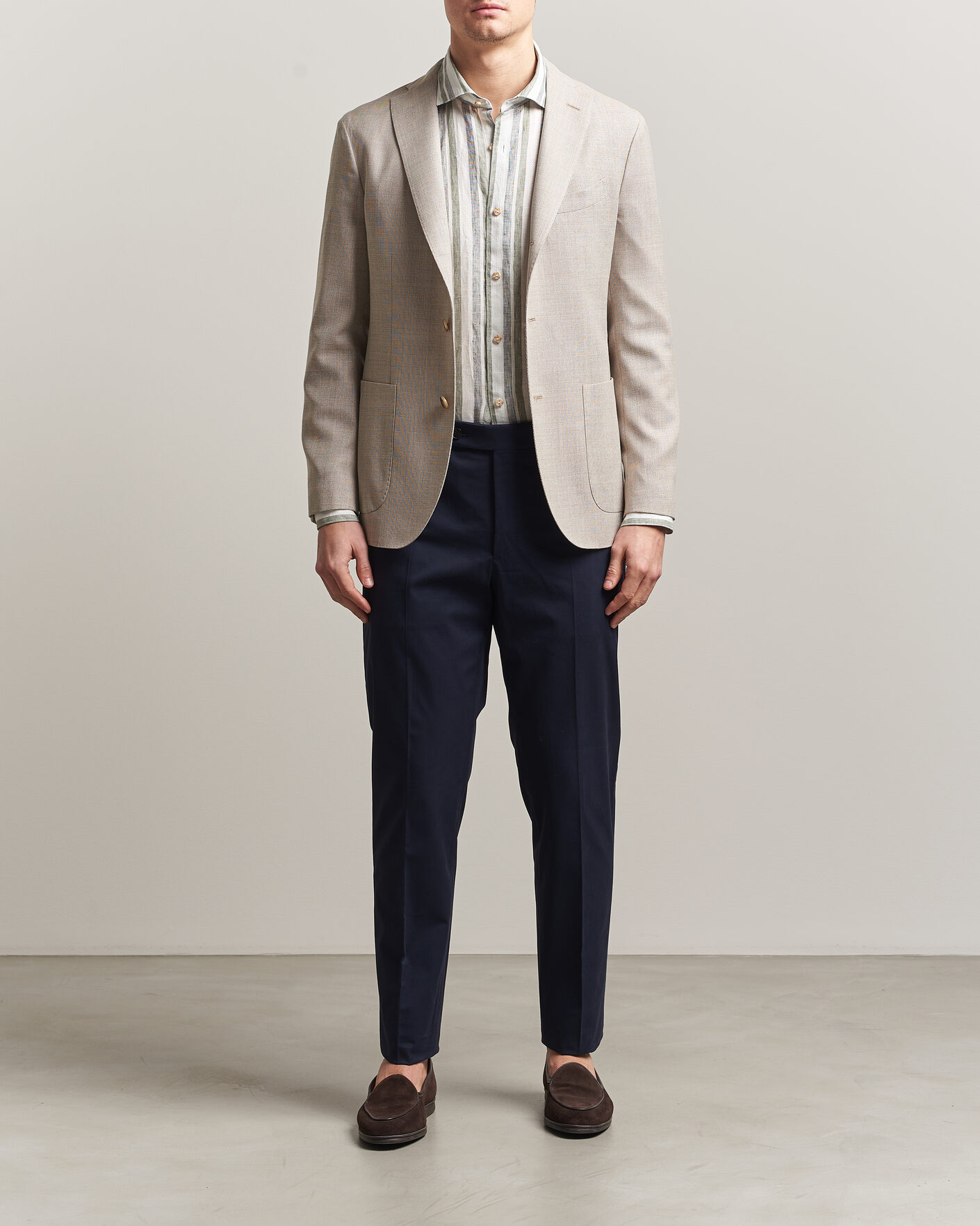 Heren | Broeken | Incotex | Regular Fit Flexgab Cotton Chinos Navy