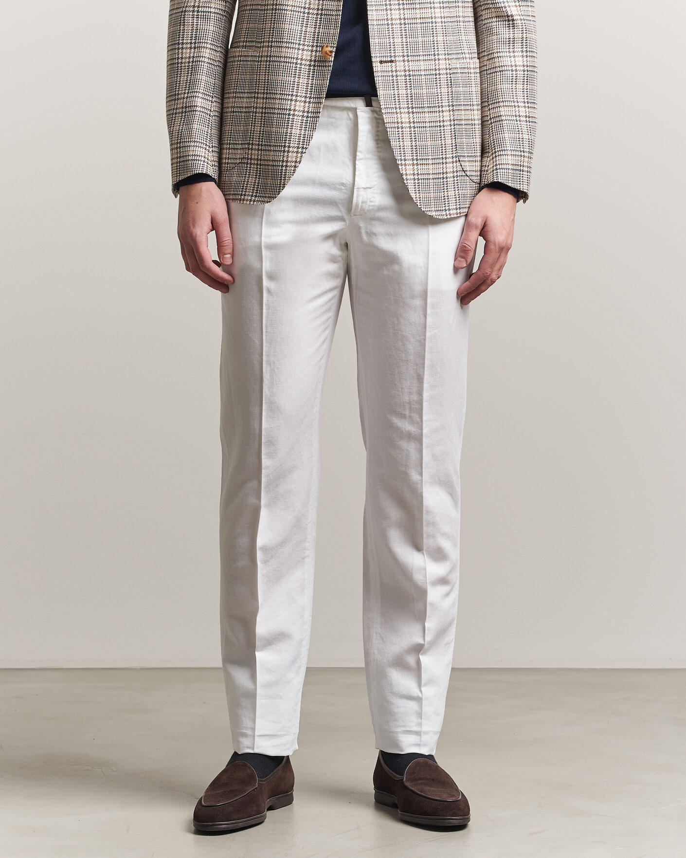 Heren | Broeken | Incotex | Regular Fit Chinolino Trousers White