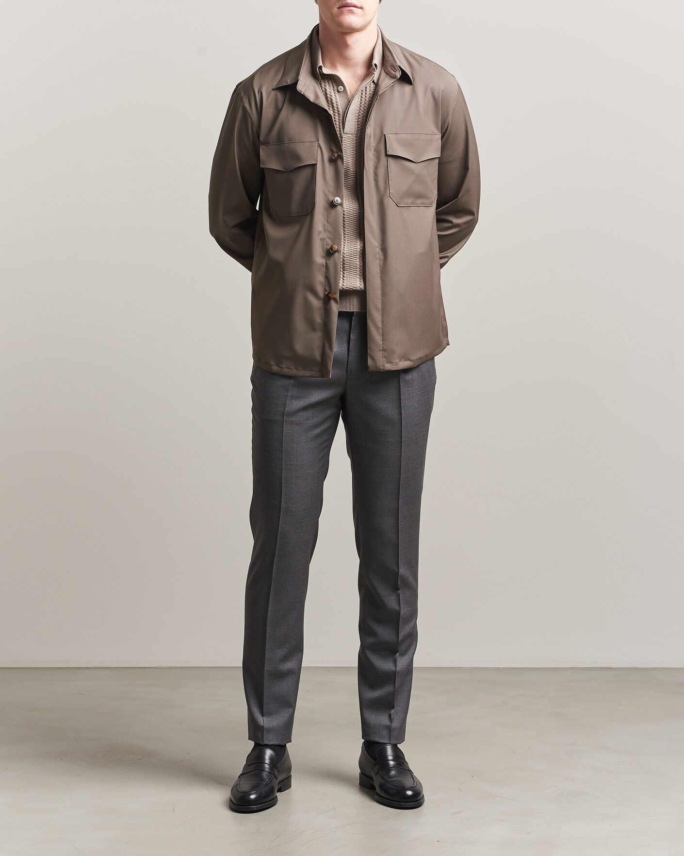 Heren | Broeken | Incotex | Regular Fit Super 100s Wool Pants Grey Melange