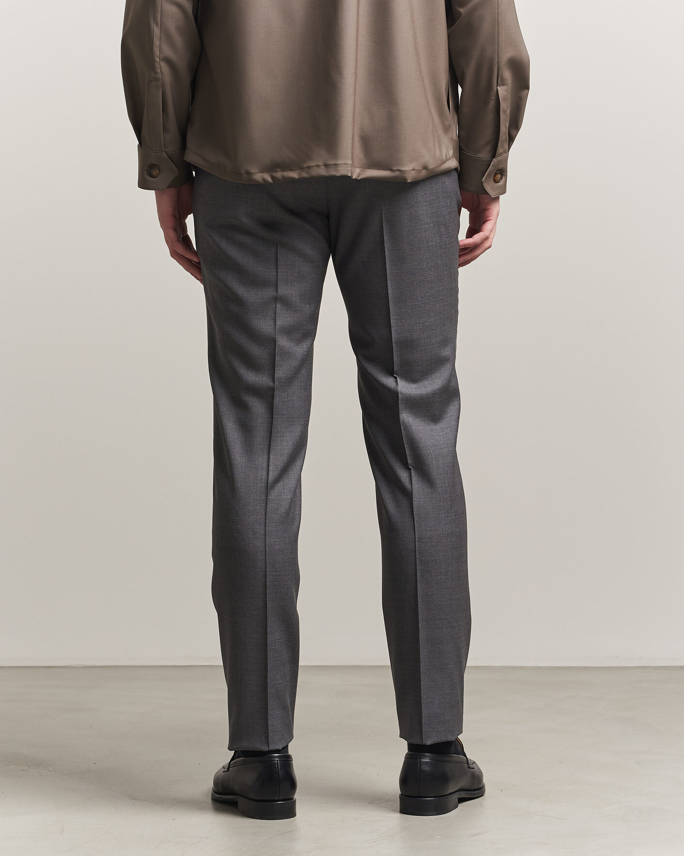 Heren | Broeken | Incotex | Regular Fit Super 100s Wool Pants Grey Melange