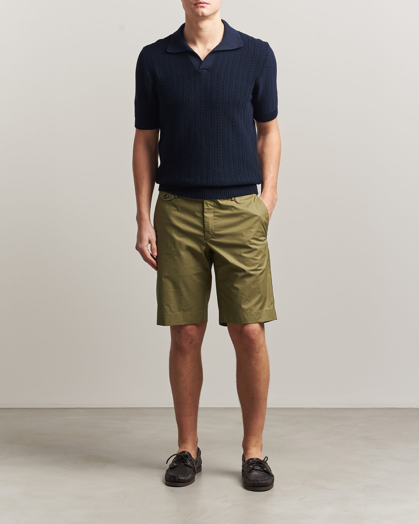 Heren | Korte broek | Incotex | Cotton Poplin Shorts Olive