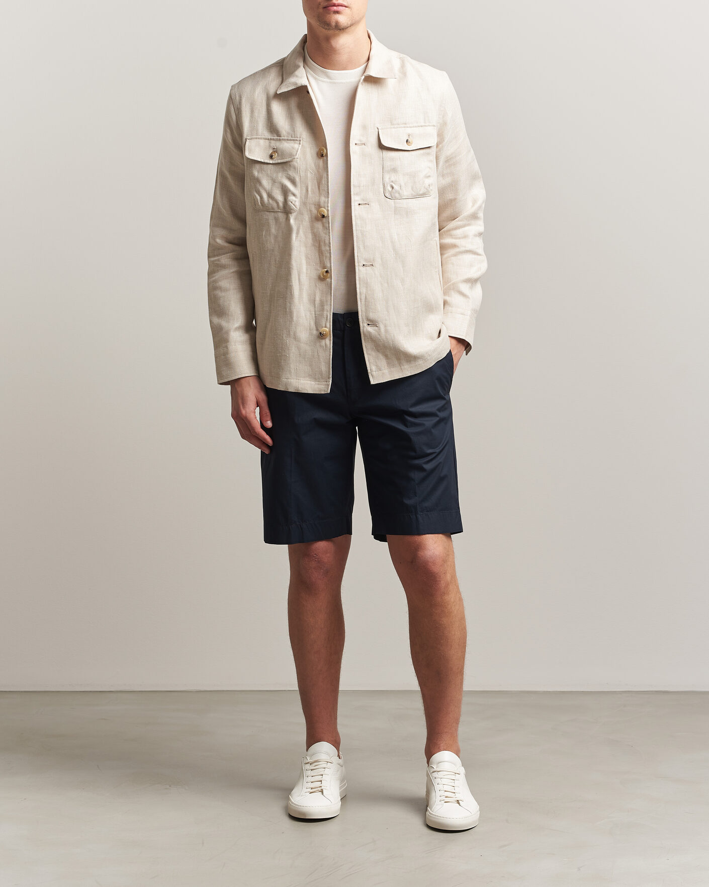 Heren | Korte broek | Incotex | Cotton Poplin Shorts Navy