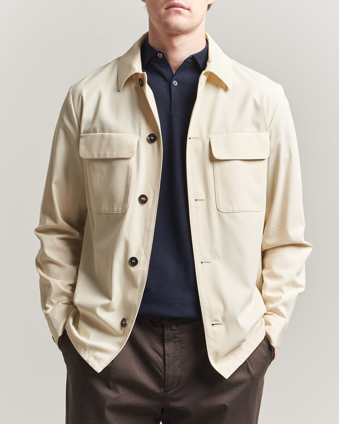 Heren | Overhemden | Incotex | Ice Cotton Twill Overshirt Natural