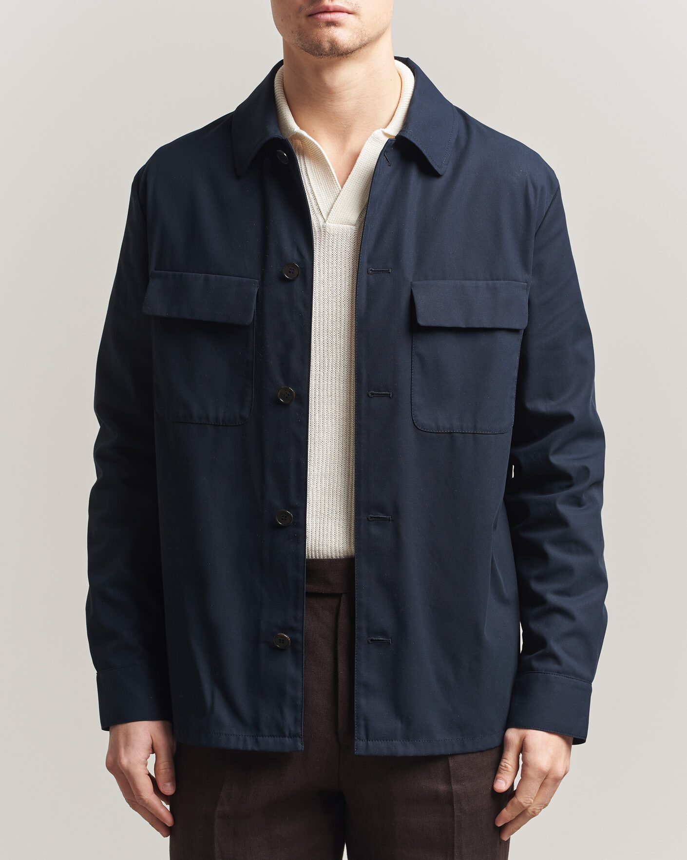 Heren | Overhemden | Incotex | Ice Cotton Twill Overshirt Navy