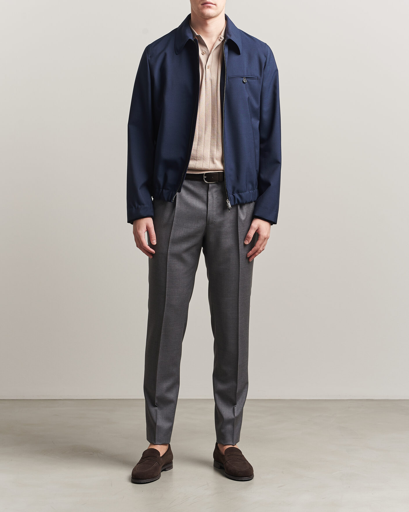 Heren | Jassen | Incotex | Primo Wool Shirt Jacket Navy