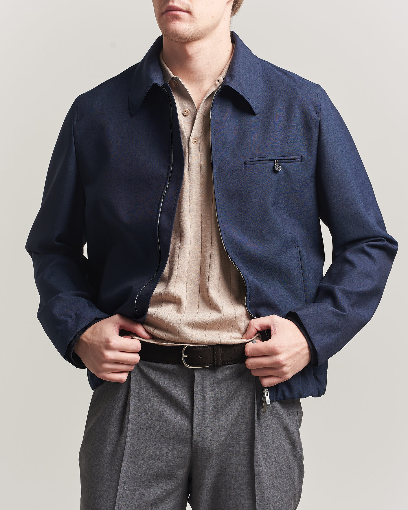 Heren | Jassen | Incotex | Primo Wool Shirt Jacket Navy