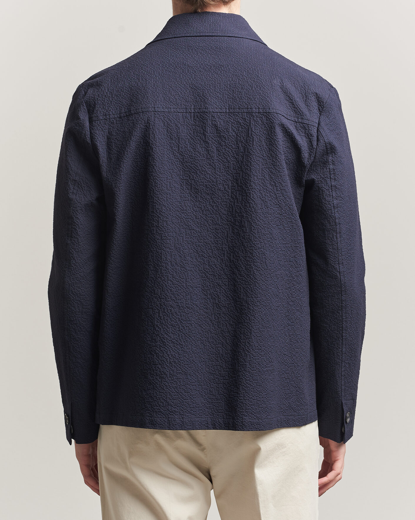 Heren | Jassen | Incotex | Seersucker Cotton/Silk Chore Jacket Navy