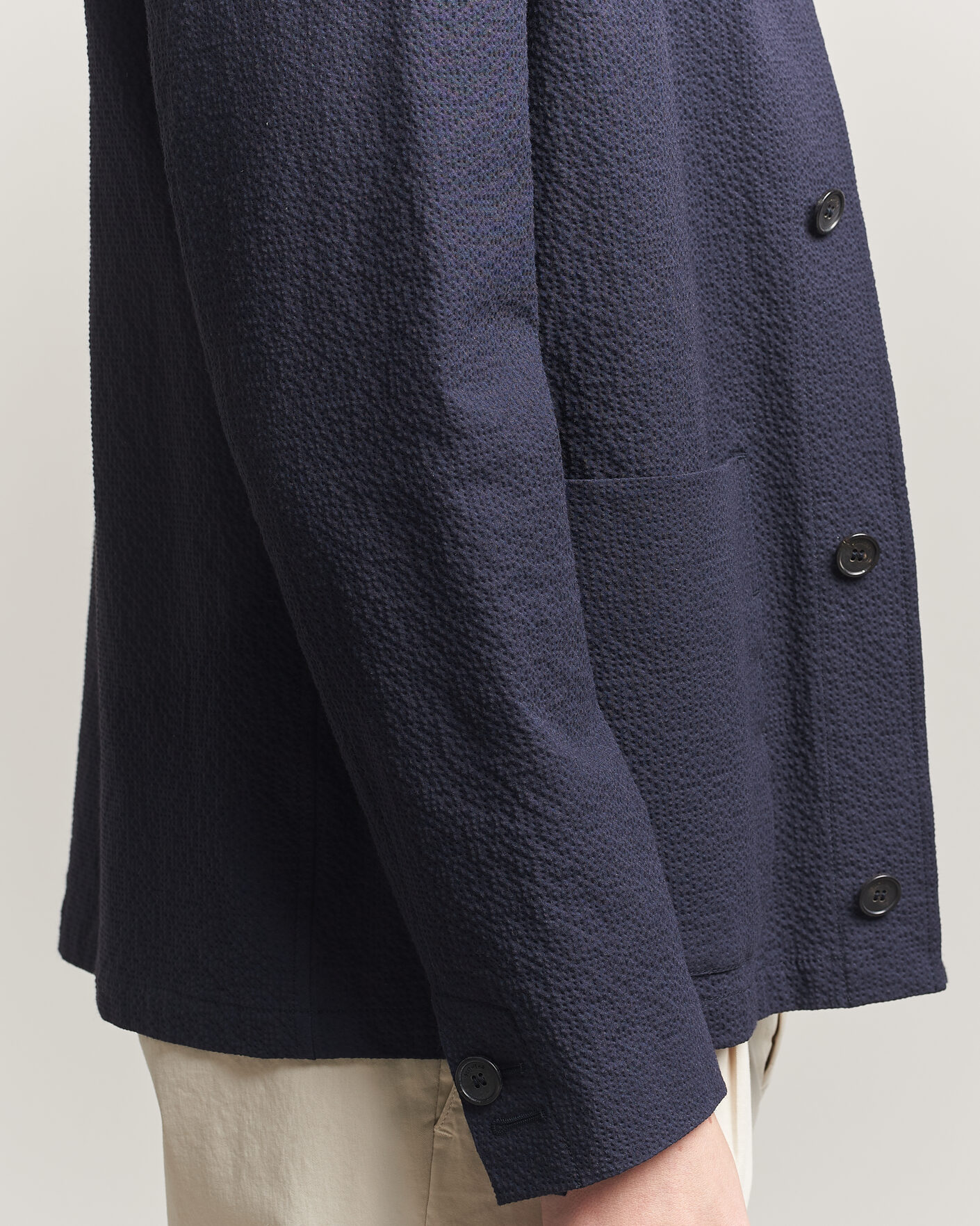 Heren | Jassen | Incotex | Seersucker Cotton/Silk Chore Jacket Navy