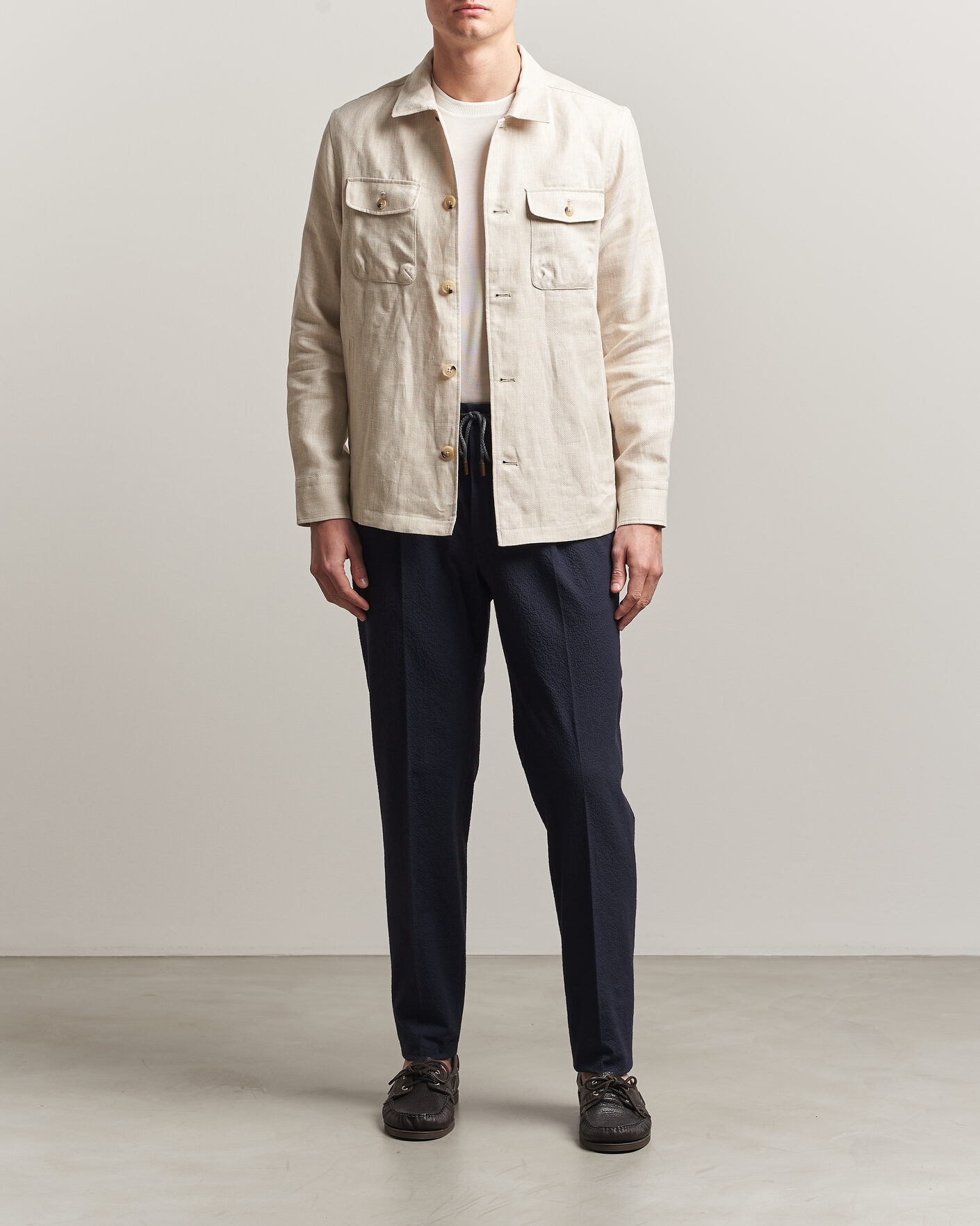 Heren | Broeken | Incotex | Tapered Fit Seersucker Pants Navy