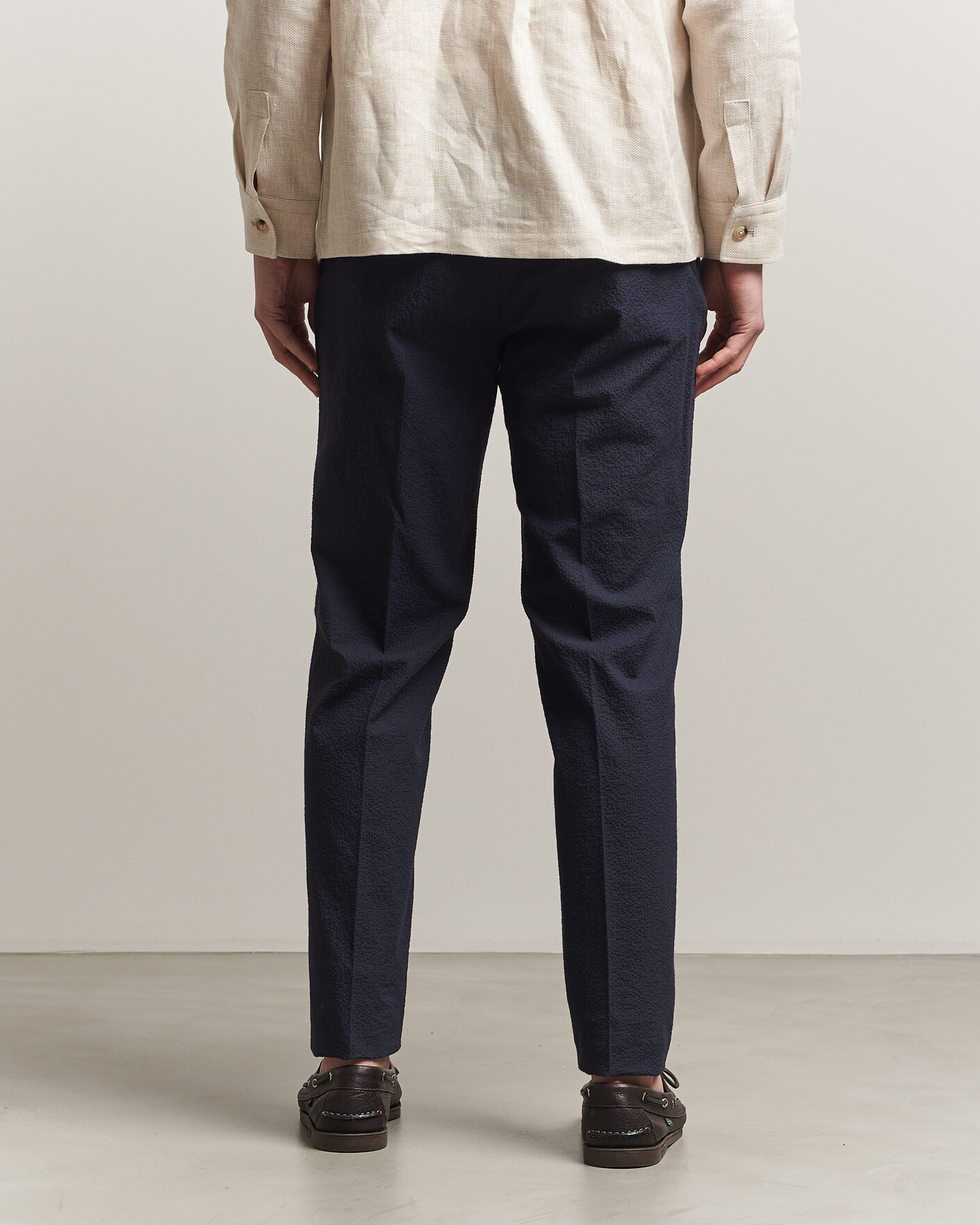 Heren | Broeken | Incotex | Tapered Fit Seersucker Pants Navy