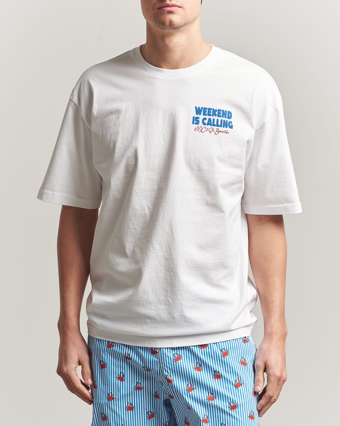 Heren | T-shirts | MC2 Saint Barth | Back Printed Cotton T-Shirt Weekend Jet