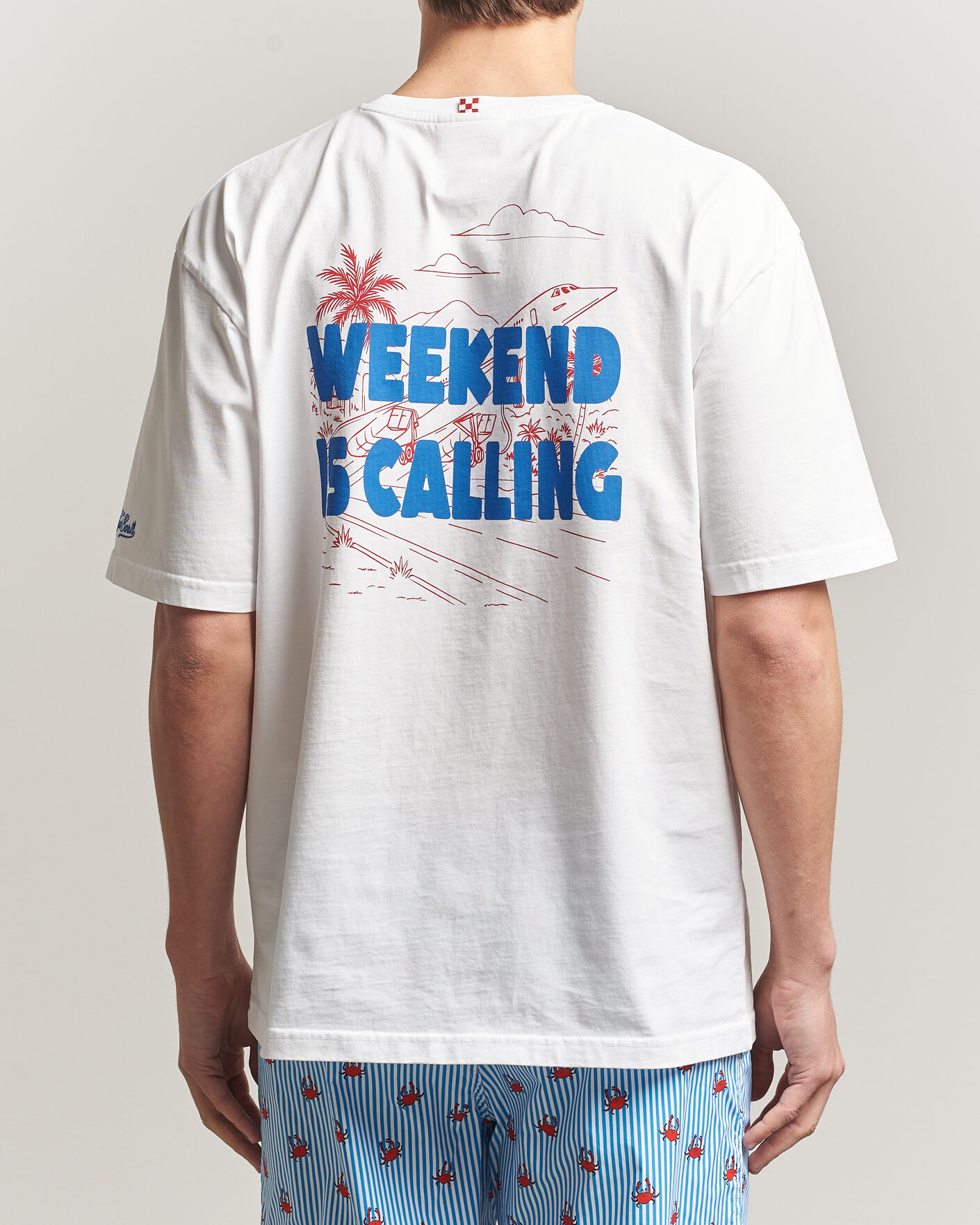 Heren | T-shirts | MC2 Saint Barth | Back Printed Cotton T-Shirt Weekend Jet
