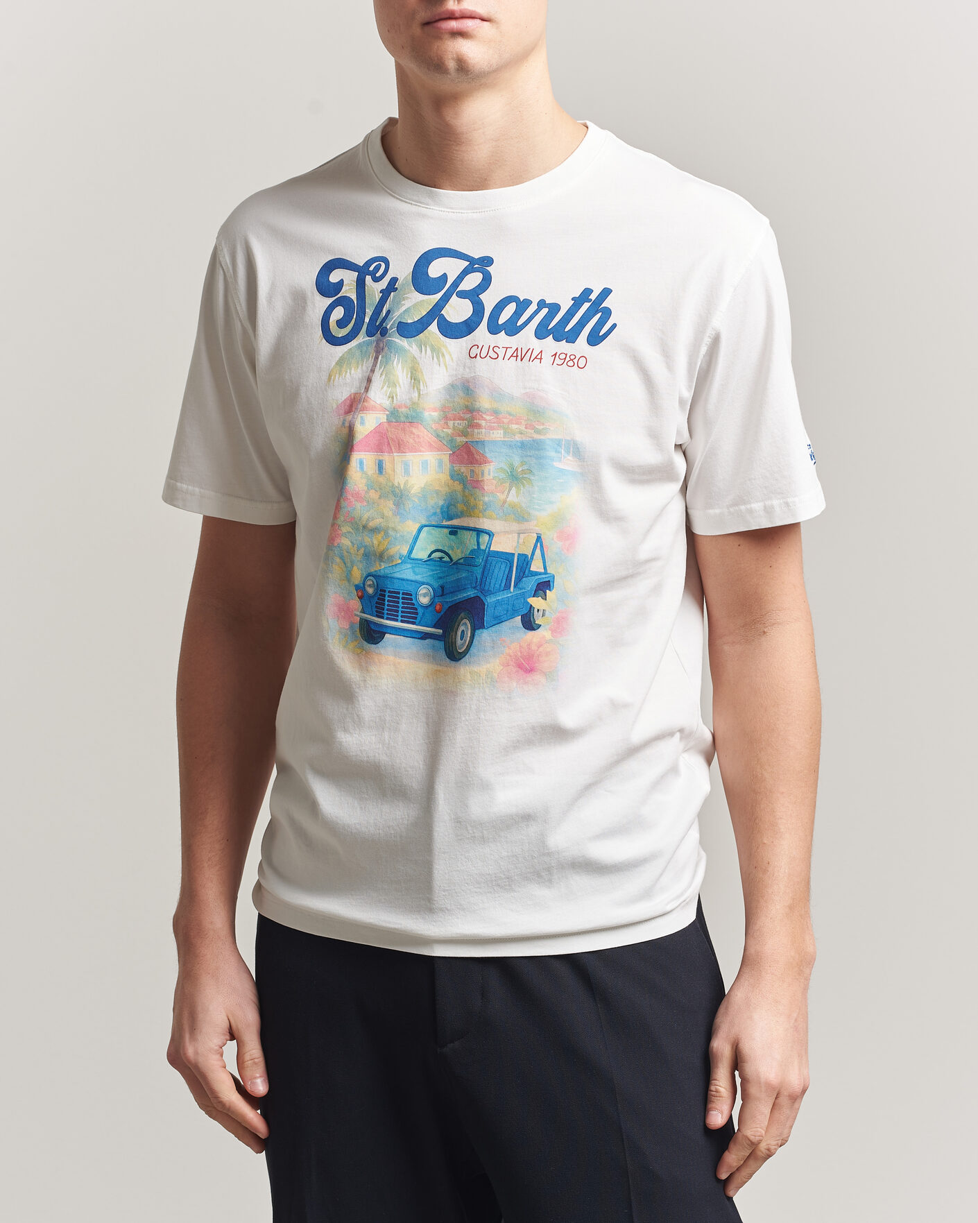 Heren | T-shirts | MC2 Saint Barth | Printed Cotton T-Shirt Ibiscus Car