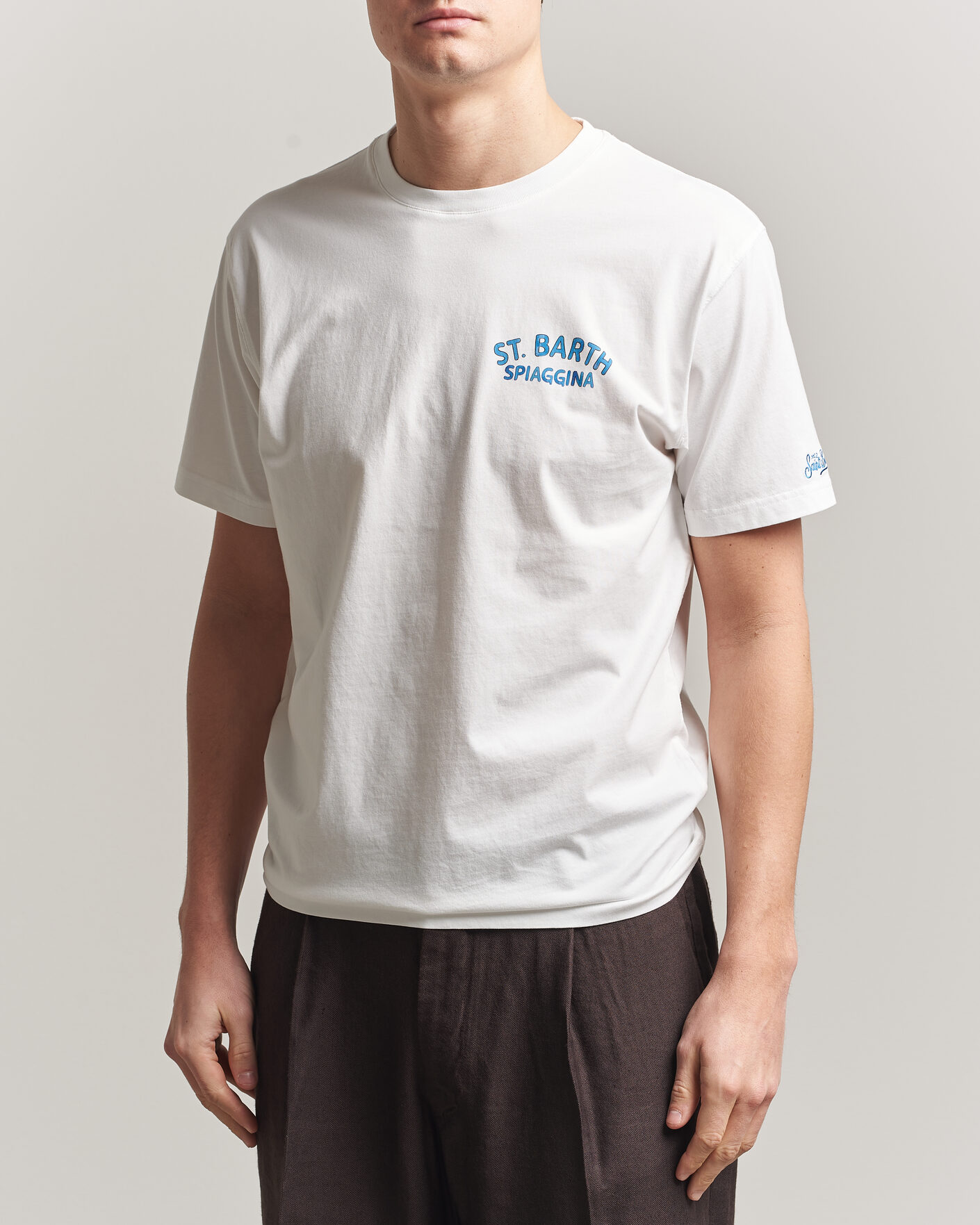 Heren | T-shirts | MC2 Saint Barth | Back Printed Cotton T-Shirt Spiaggina