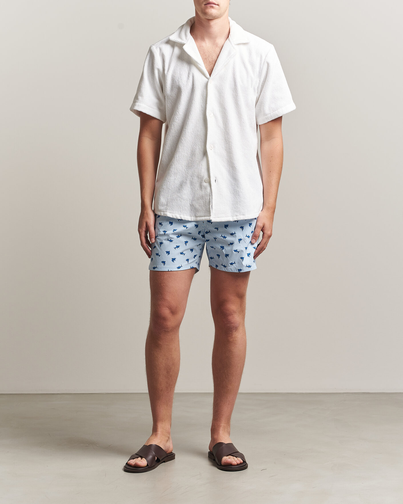 Heren | MC2 Saint Barth Printed Swim Shorts Blue Sharks | MC2 Saint Barth | Printed Swim Shorts Blue Sharks