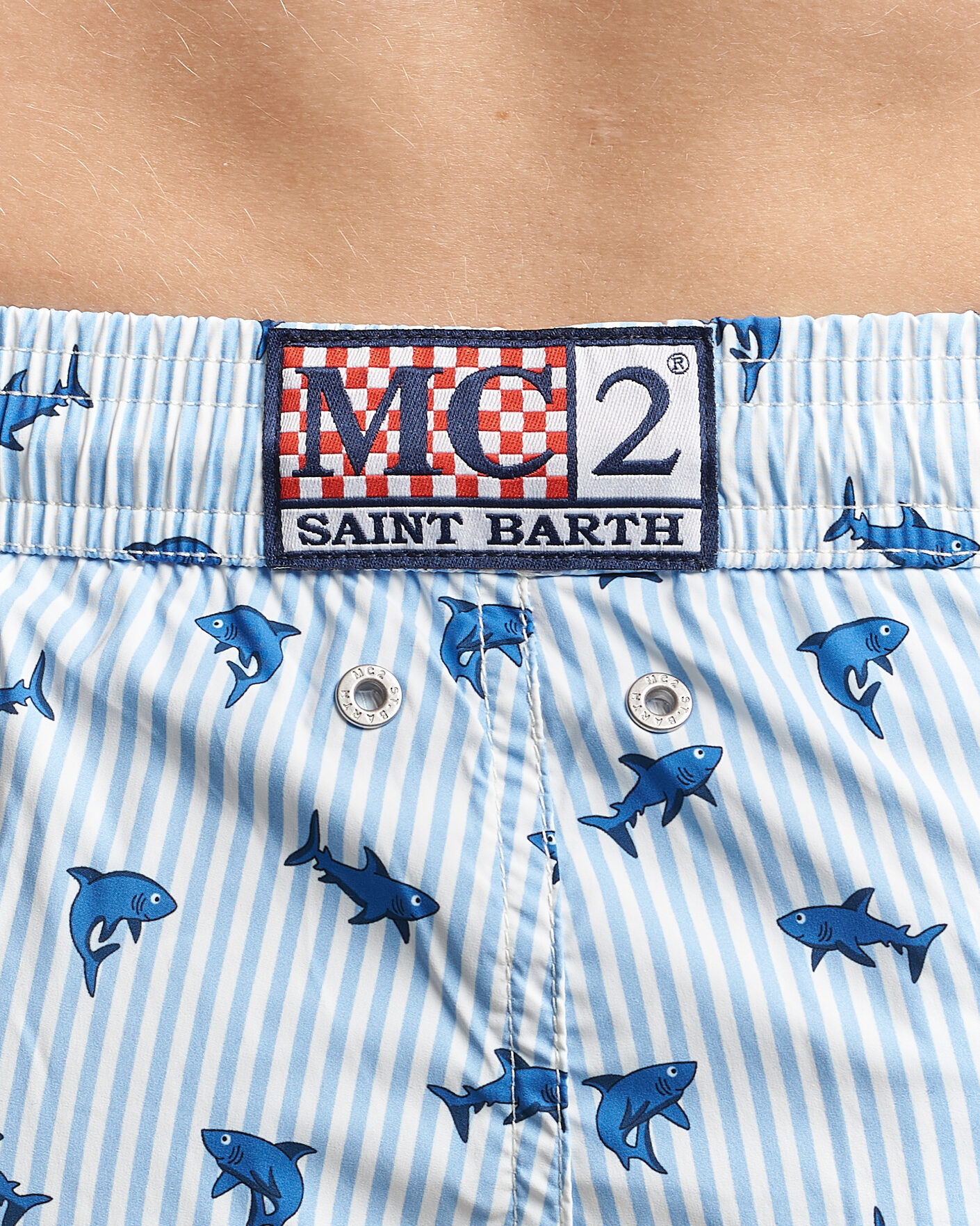Heren | Zwembroek | MC2 Saint Barth | Printed Swim Shorts Blue Sharks