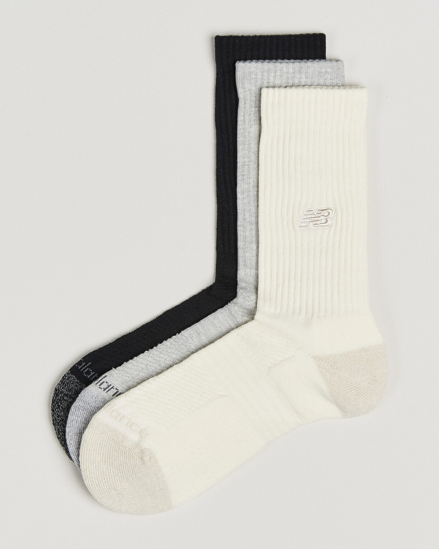 Heren | Ondergoed | New Balance | 3-Pack Active Premium Crew Socks Black/White/Grey