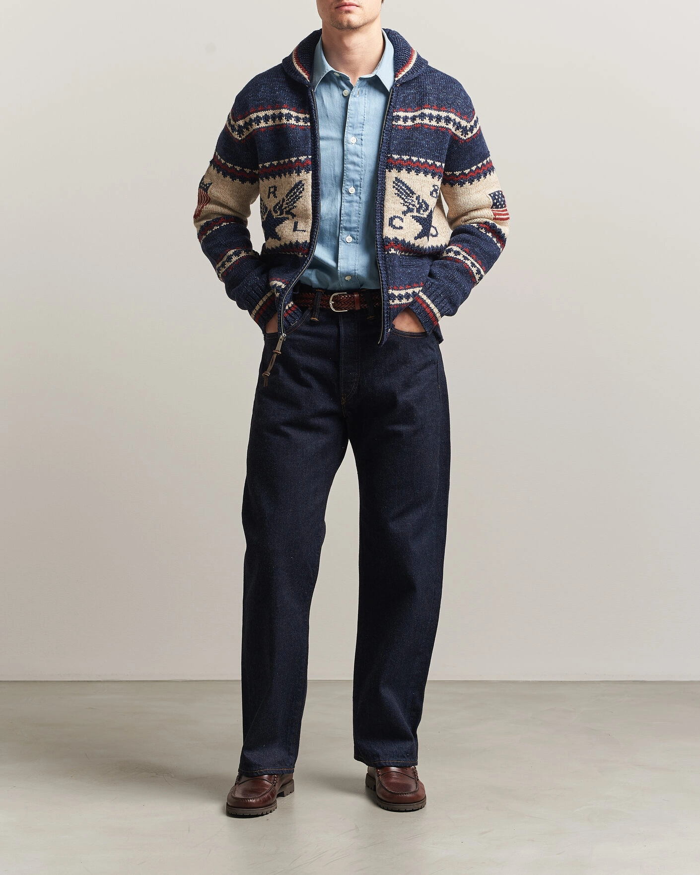 Heren | Jeans | RRL | Vintage Fit 5-Pocket Denim East/West Rinse