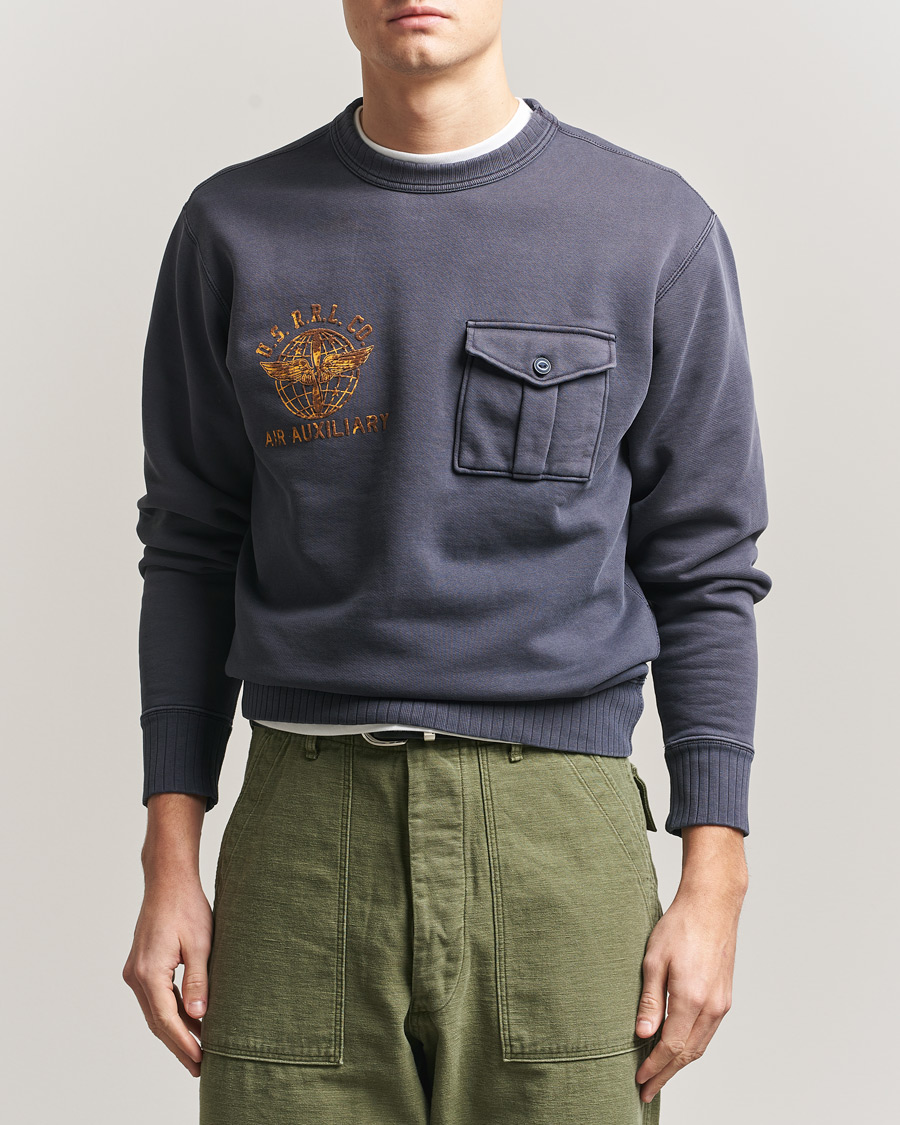 Heren | Truien | RRL | Training Crew Sweatshirt Faded Blue